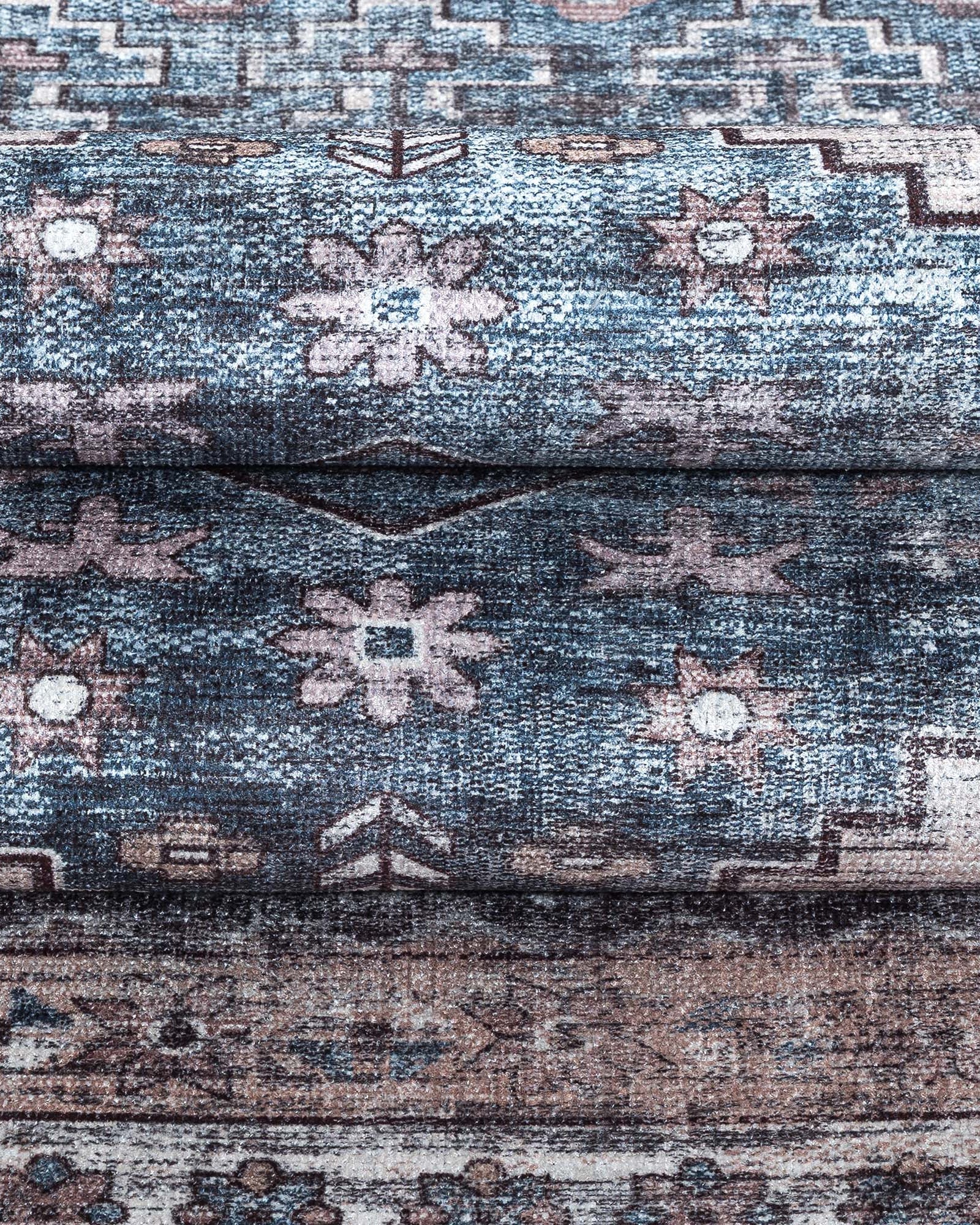 Emerson Navy Cream Modern Distressed Persian Rug