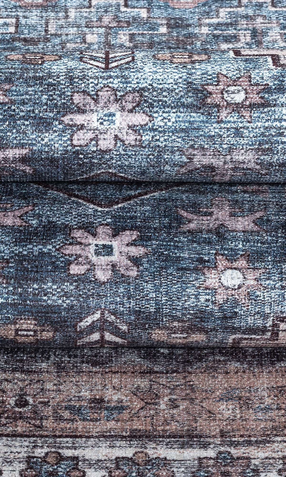 Emerson Navy Cream Modern Distressed Persian Rug