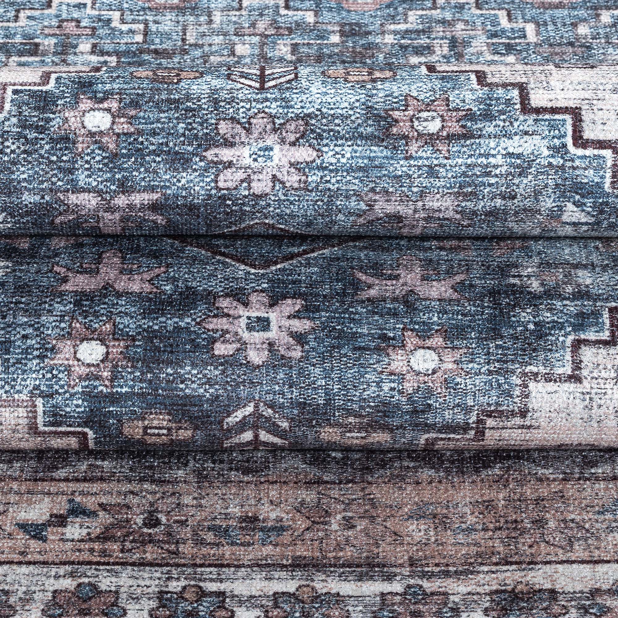 Emerson Navy Cream Modern Distressed Persian Rug