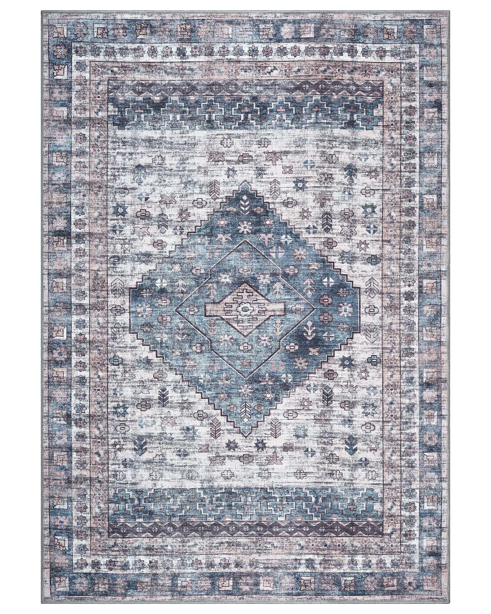 Emerson Navy Cream Modern Distressed Persian Rug