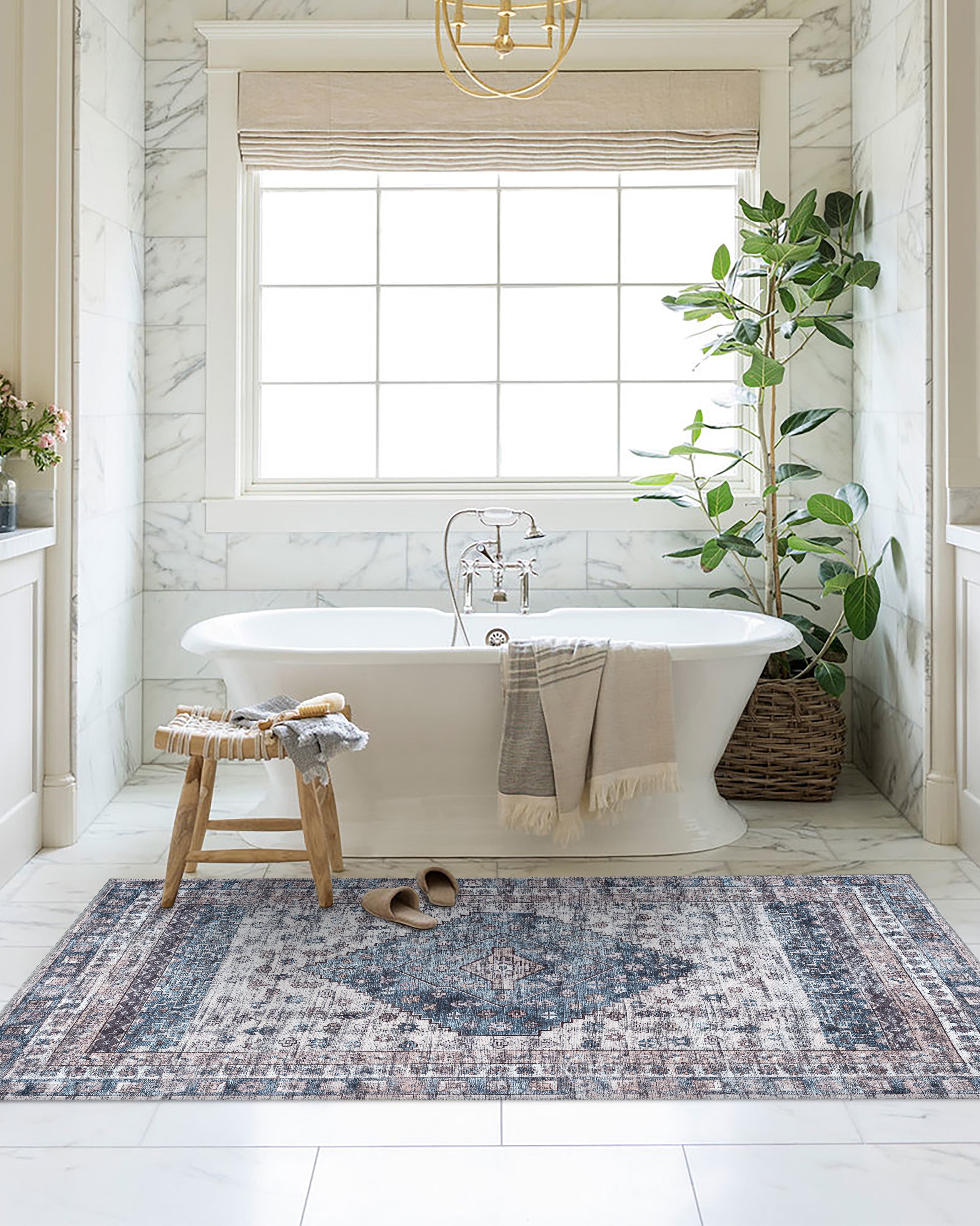 Emerson Navy Cream Modern Distressed Persian Rug