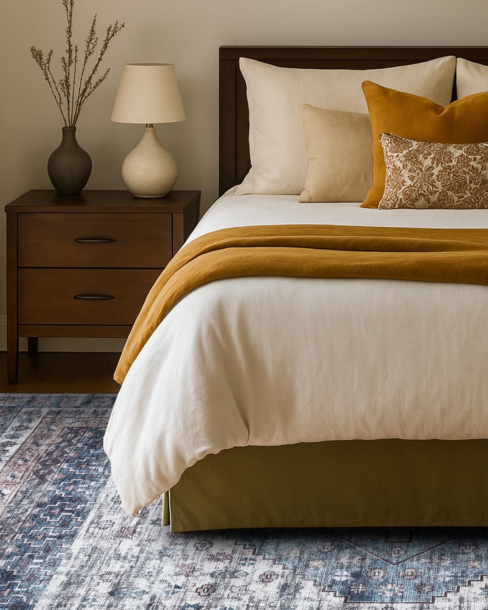 Emerson Navy Cream Modern Distressed Persian Rug