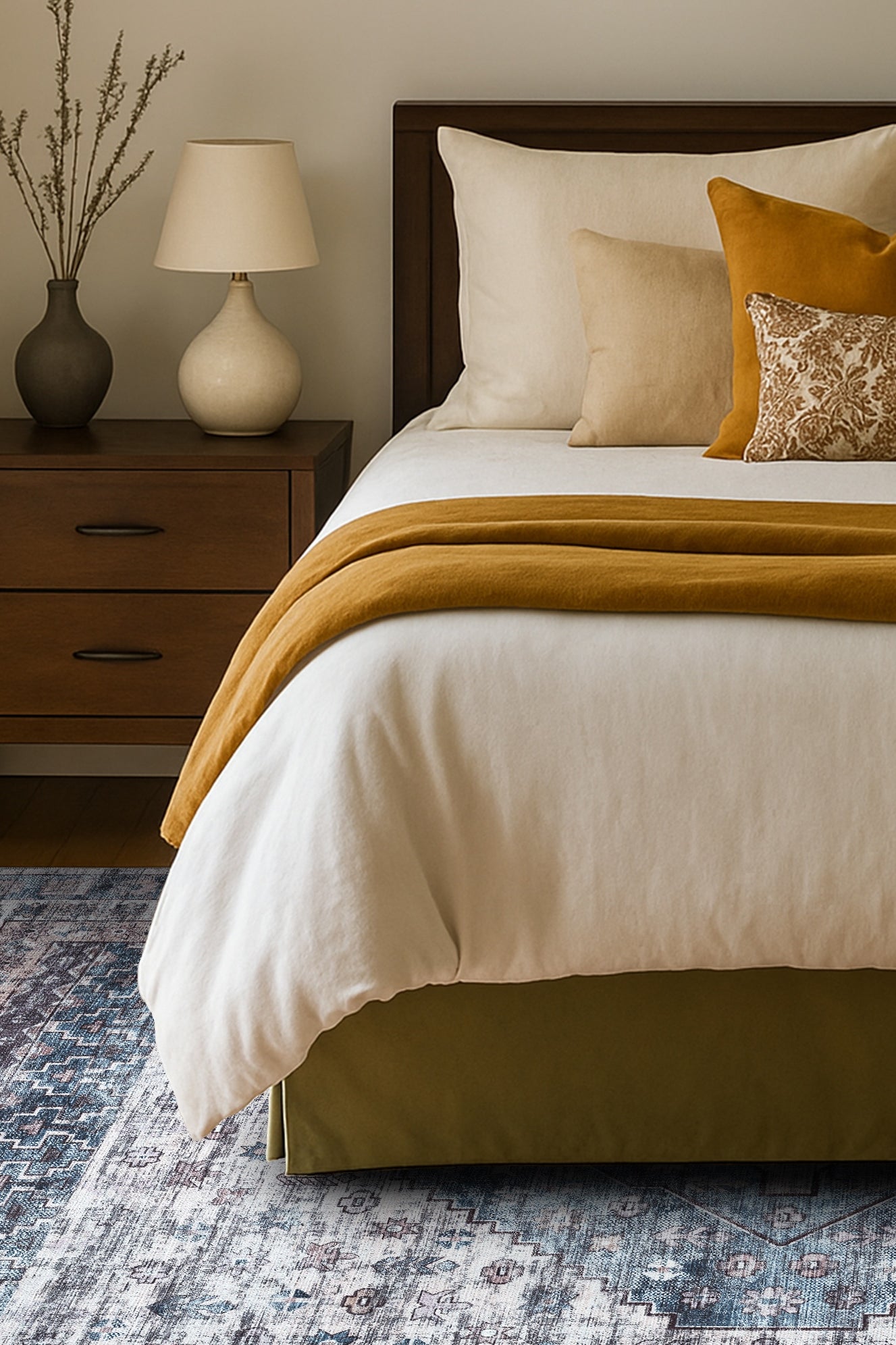 Emerson Navy Cream Modern Distressed Persian Rug