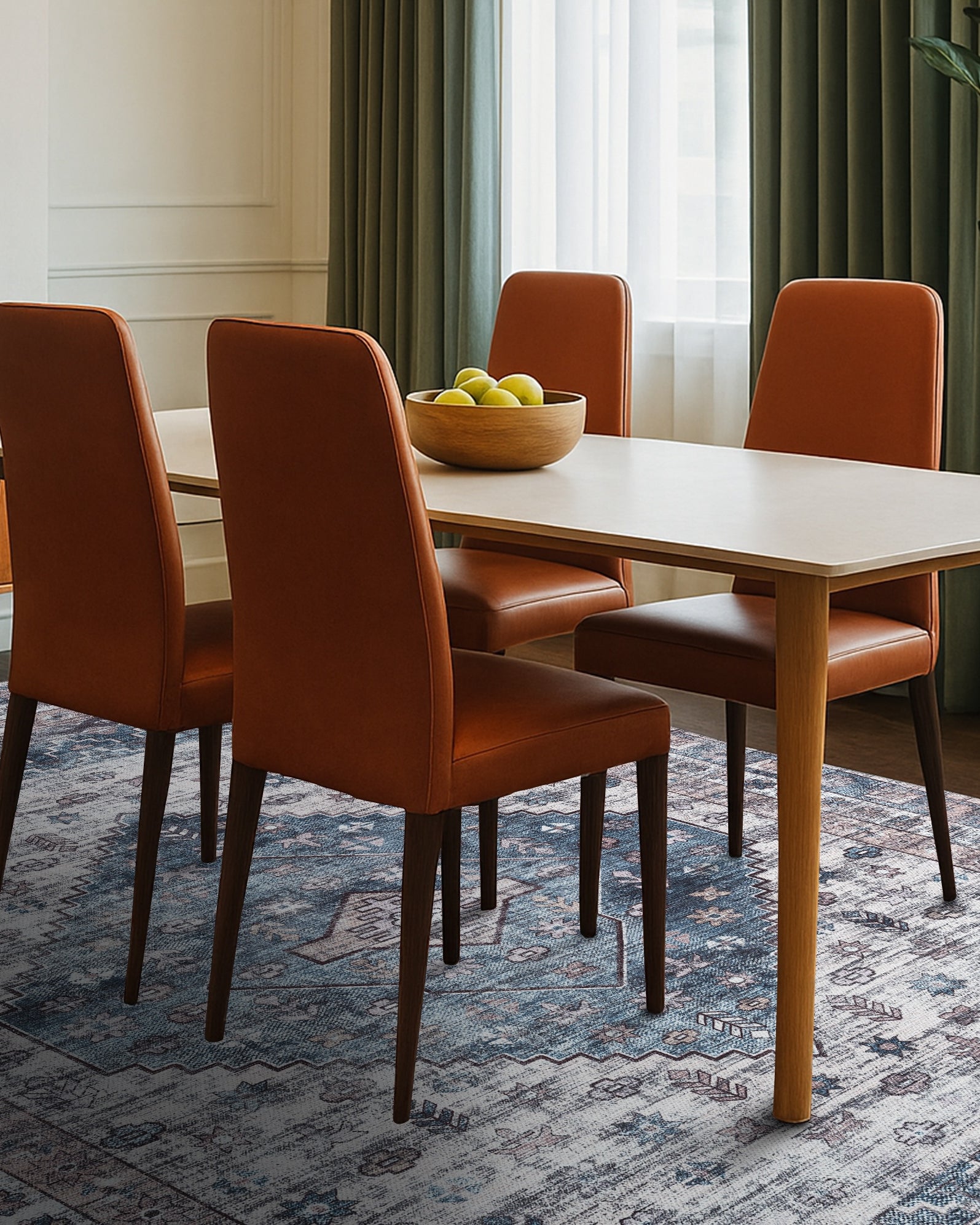 Emerson Navy Cream Modern Distressed Persian Rug