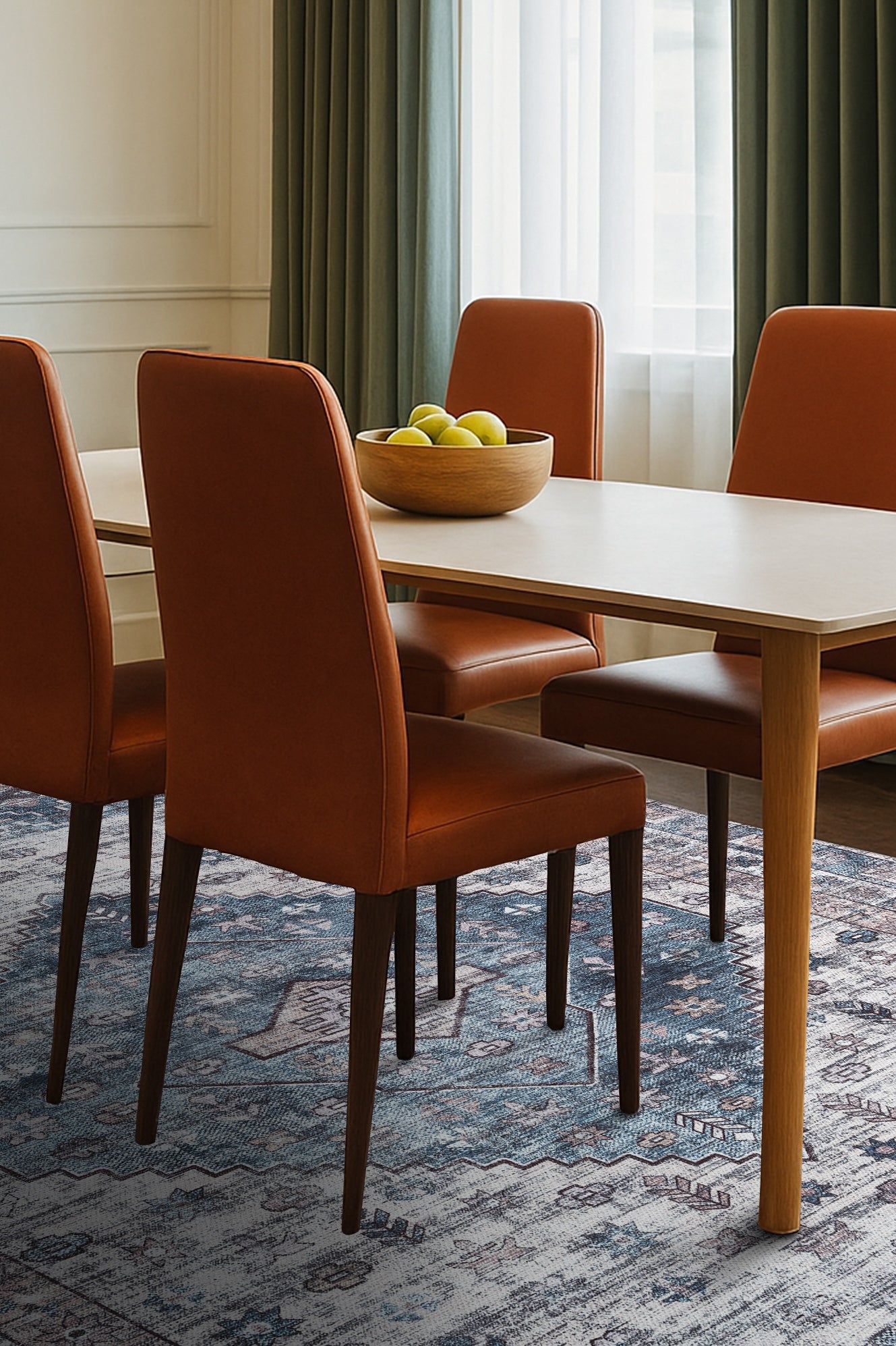 Emerson Navy Cream Modern Distressed Persian Rug