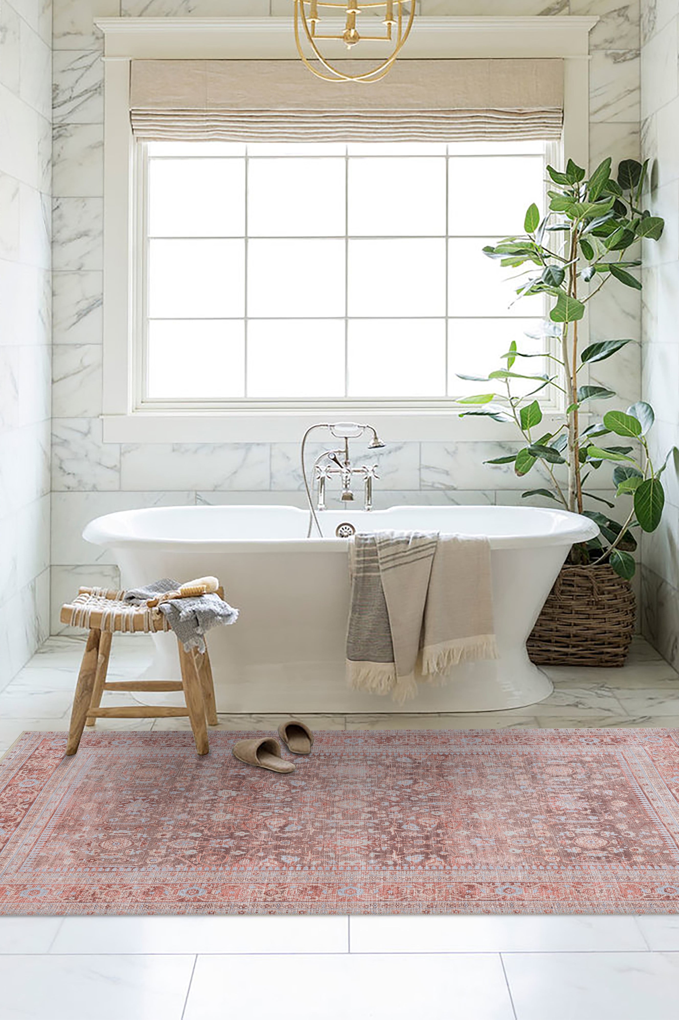 Yvonne Earth Tone Brown Distressed Persian Rug