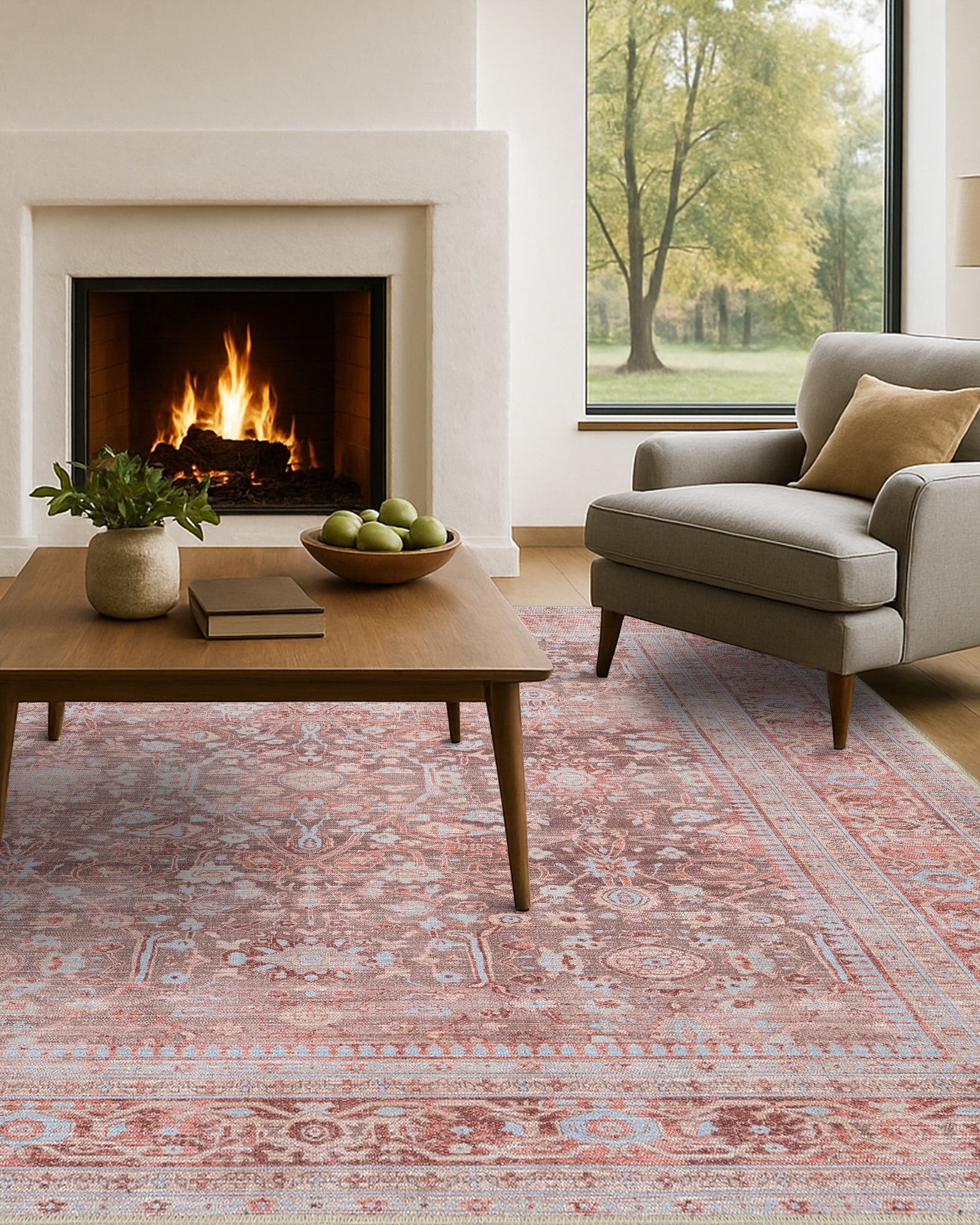 Yvonne Earth Tone Brown Distressed Persian Rug