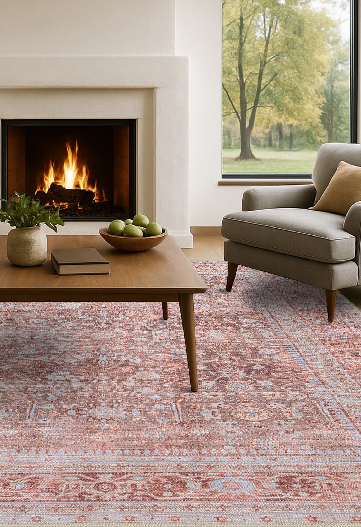 Yvonne Earth Tone Brown Distressed Persian Rug