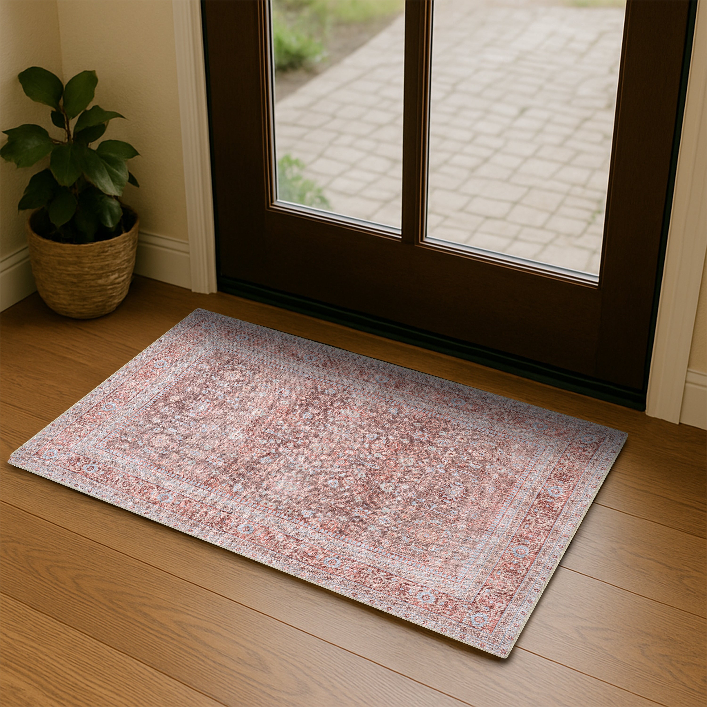 Yvonne Earth Tone Brown Distressed Persian Rug