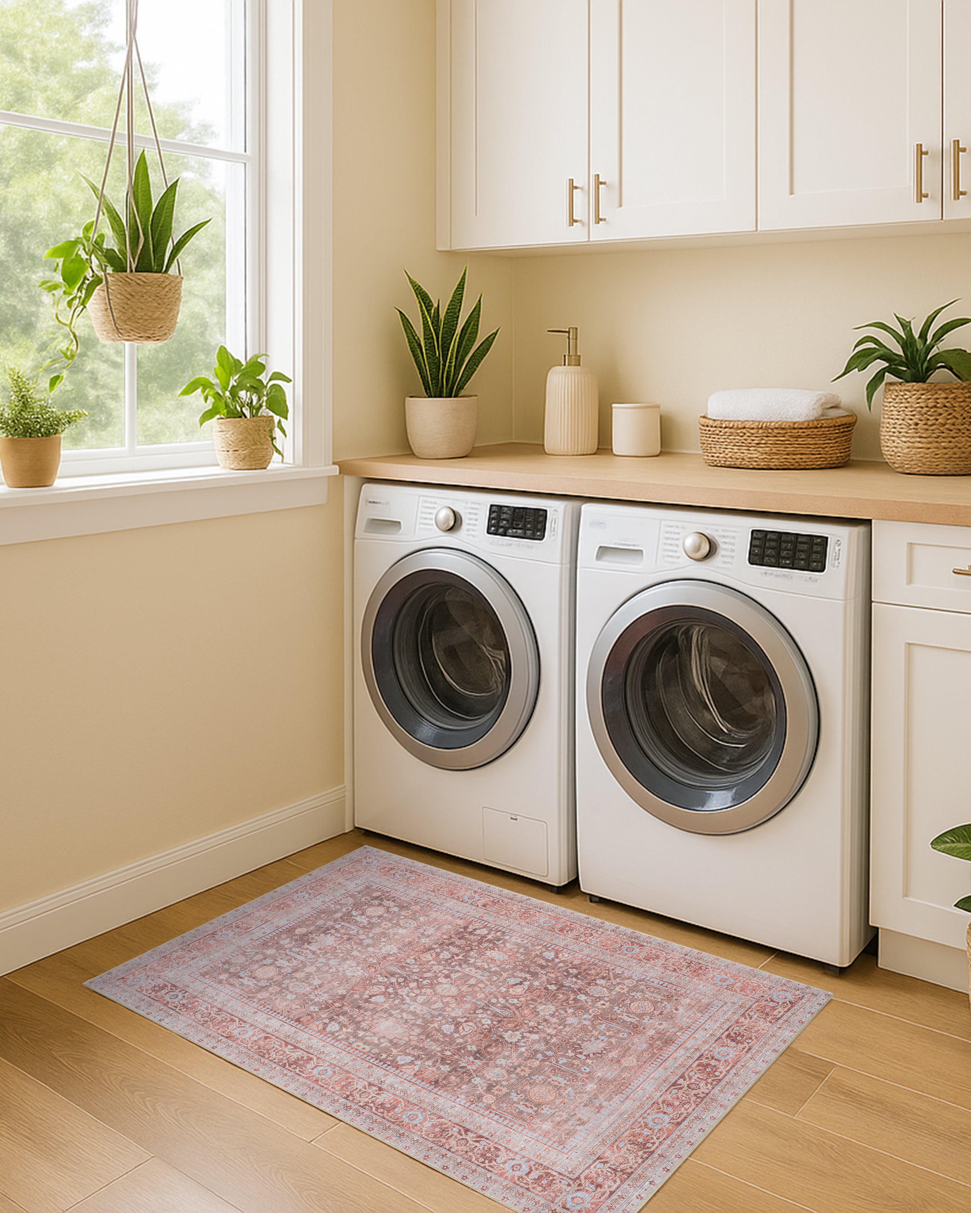 Yvonne Earth Tone Brown Distressed Persian Rug