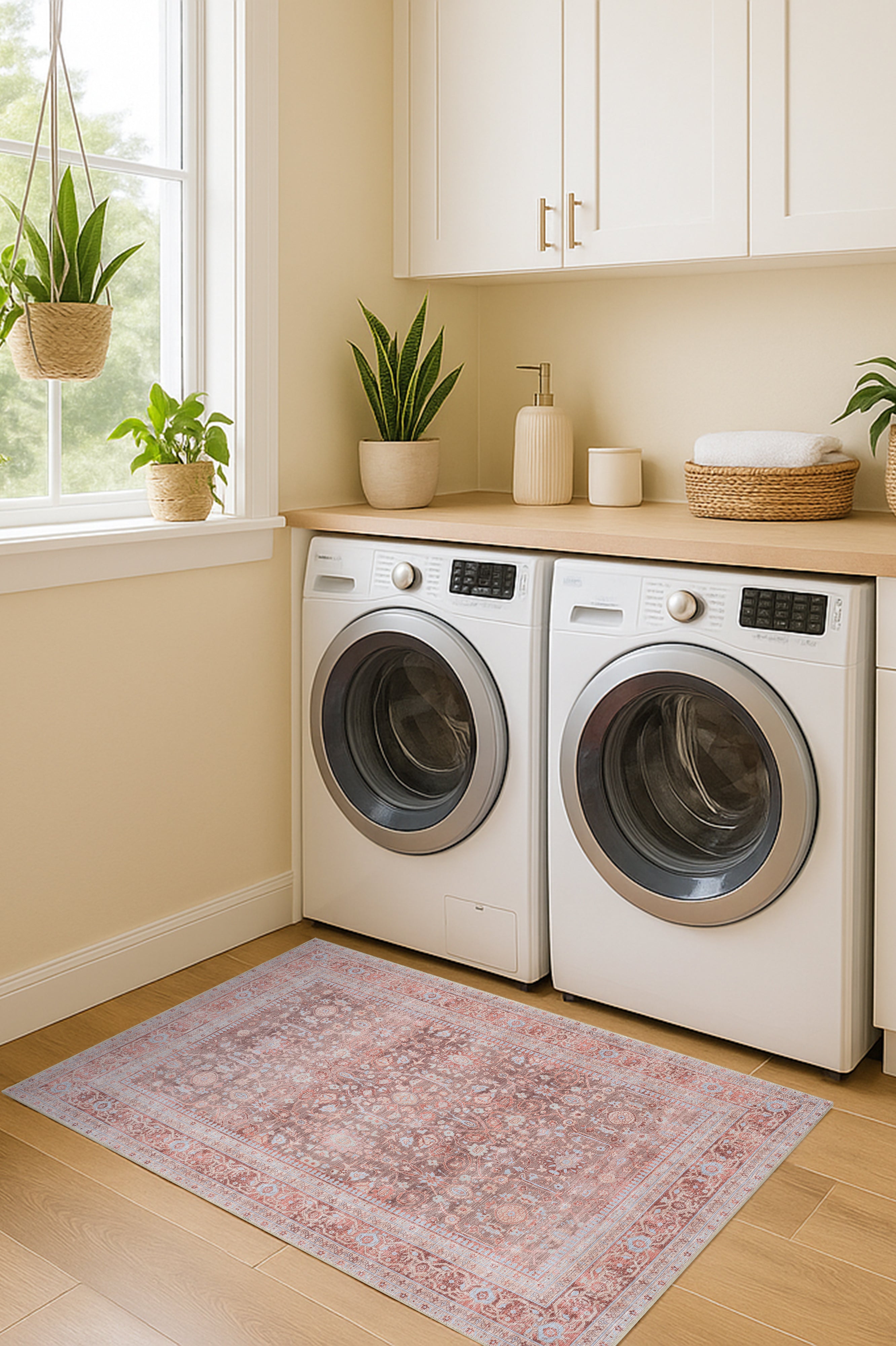 Yvonne Earth Tone Brown Distressed Persian Rug