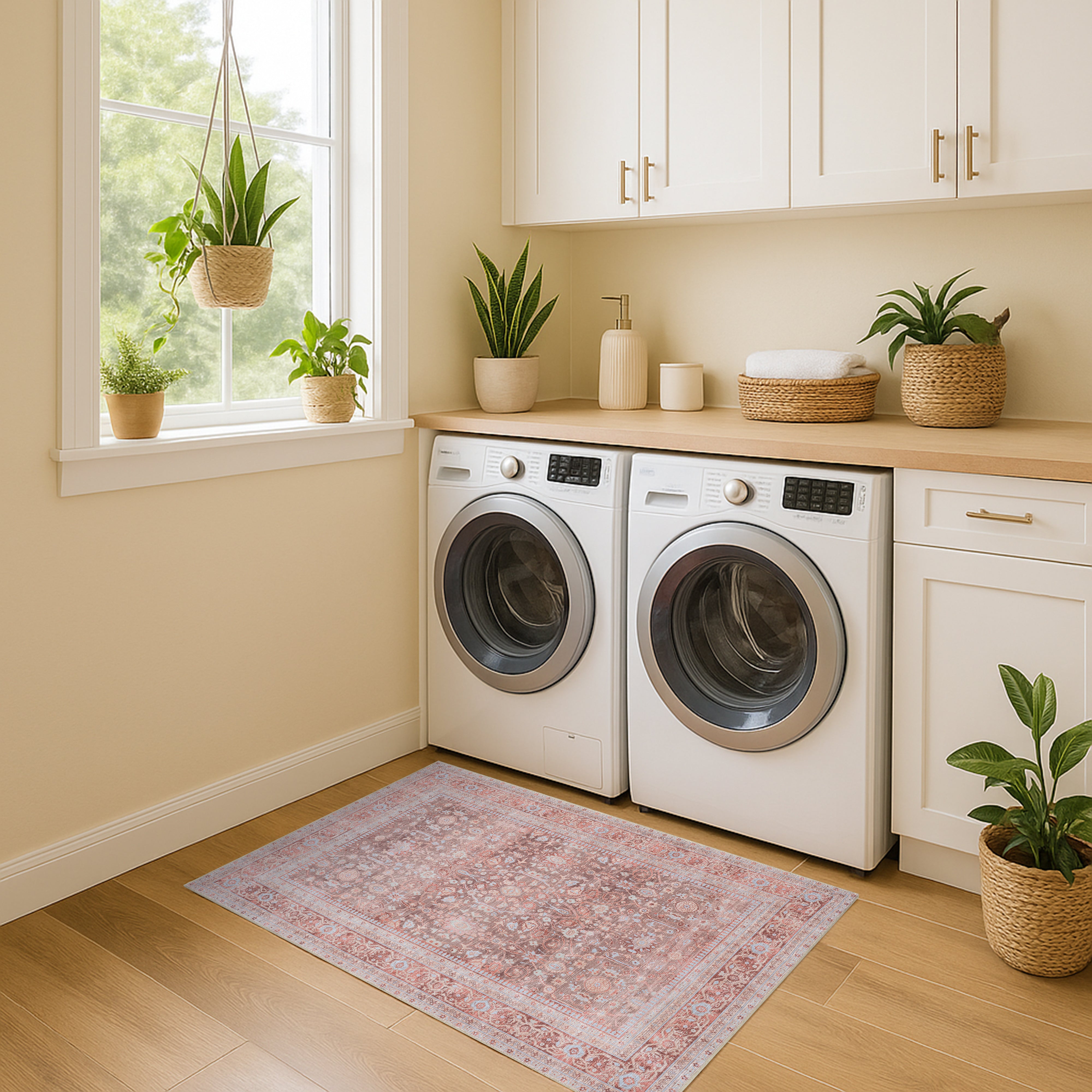 Yvonne Earth Tone Brown Distressed Persian Rug