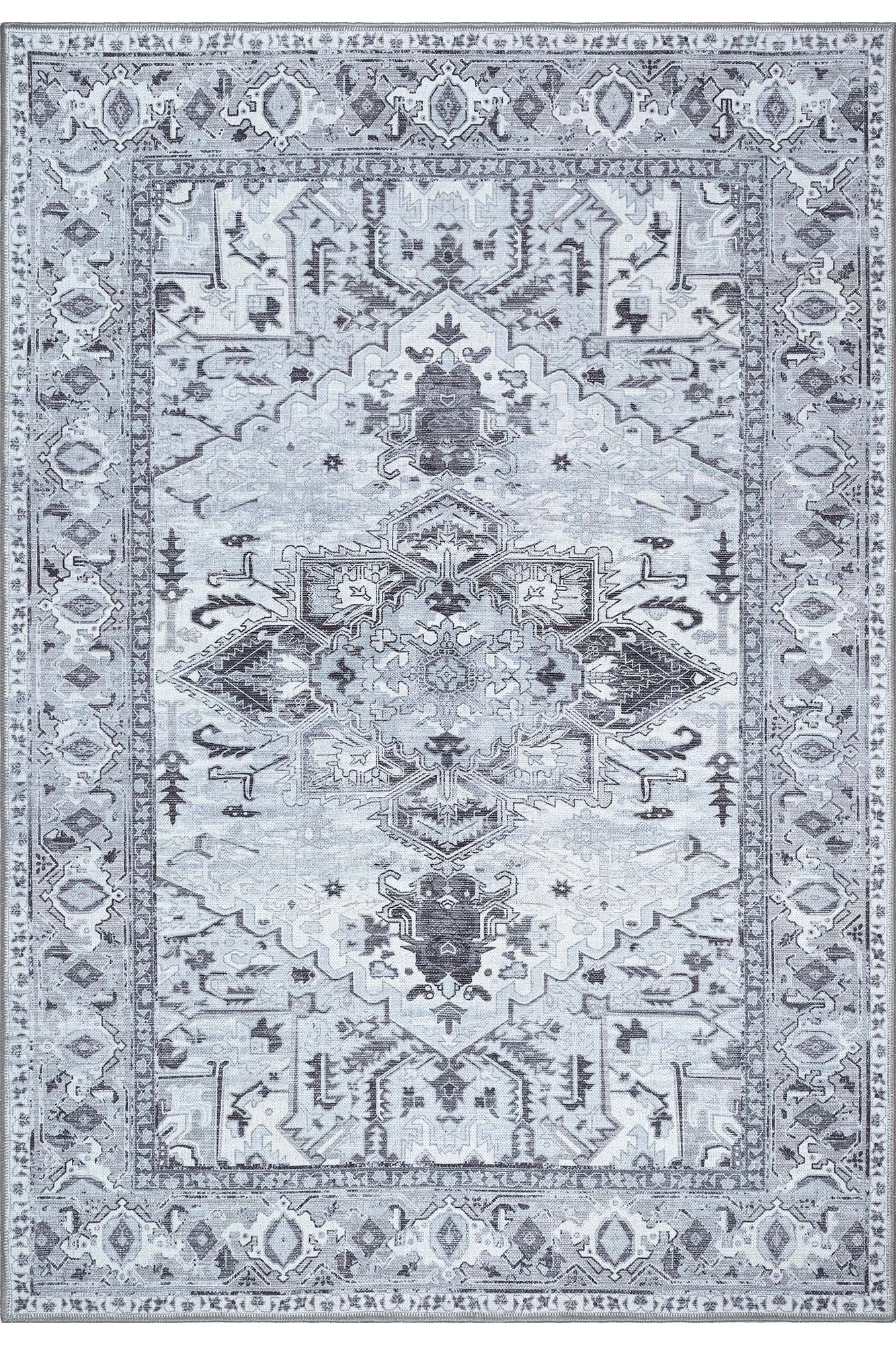 Pastel Heriz Light Gray Area Rug