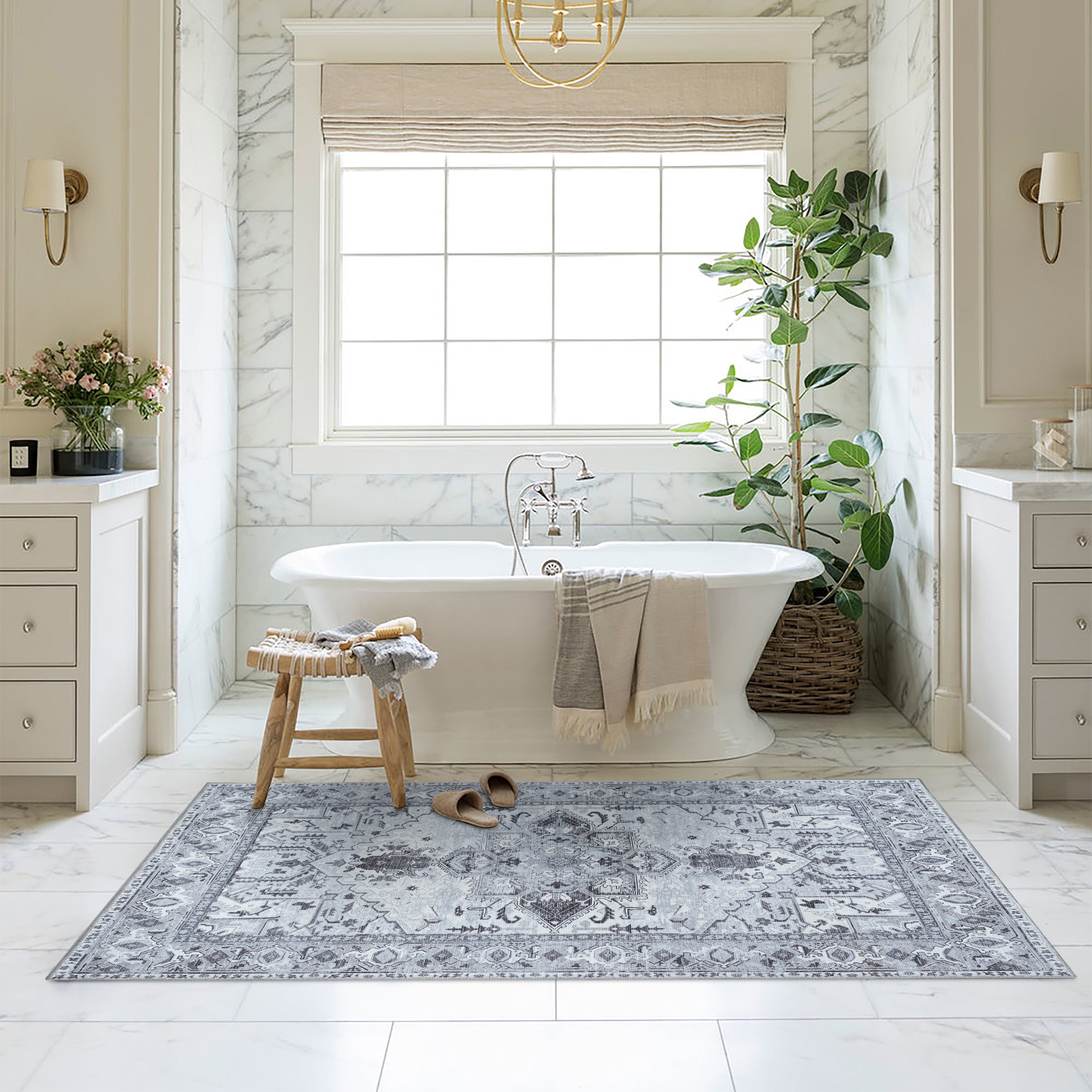 Pastel Heriz Light Gray Area Rug