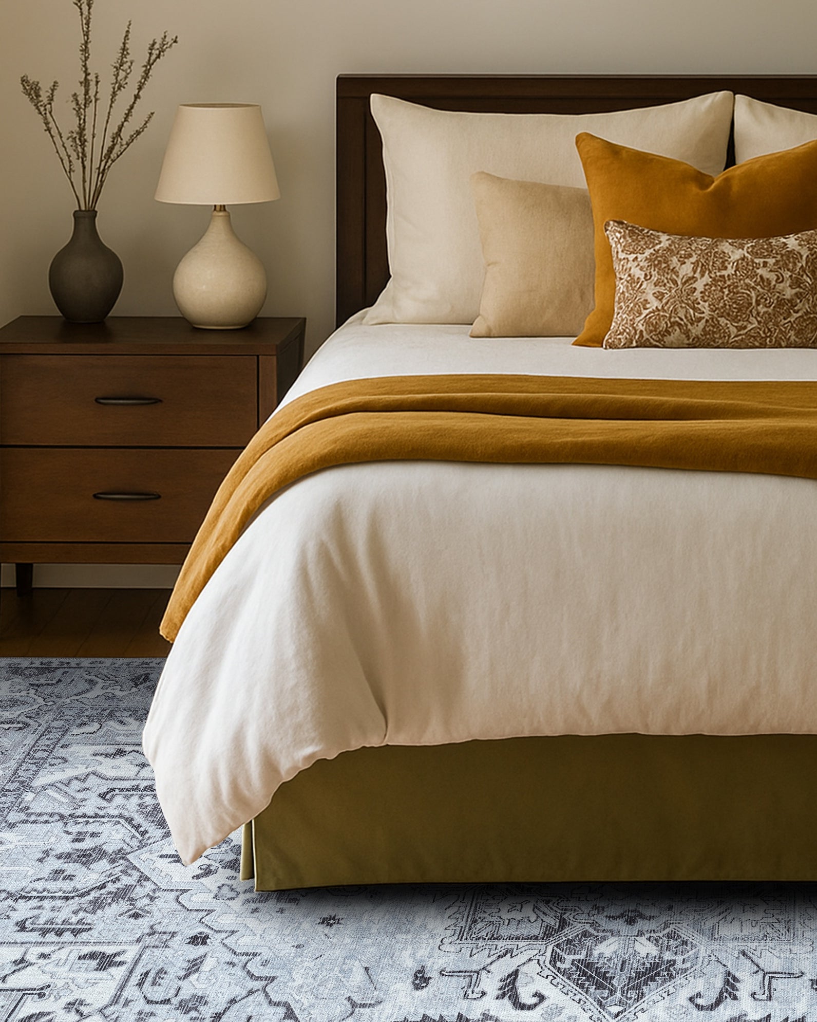 Pastel Heriz Light Gray Area Rug