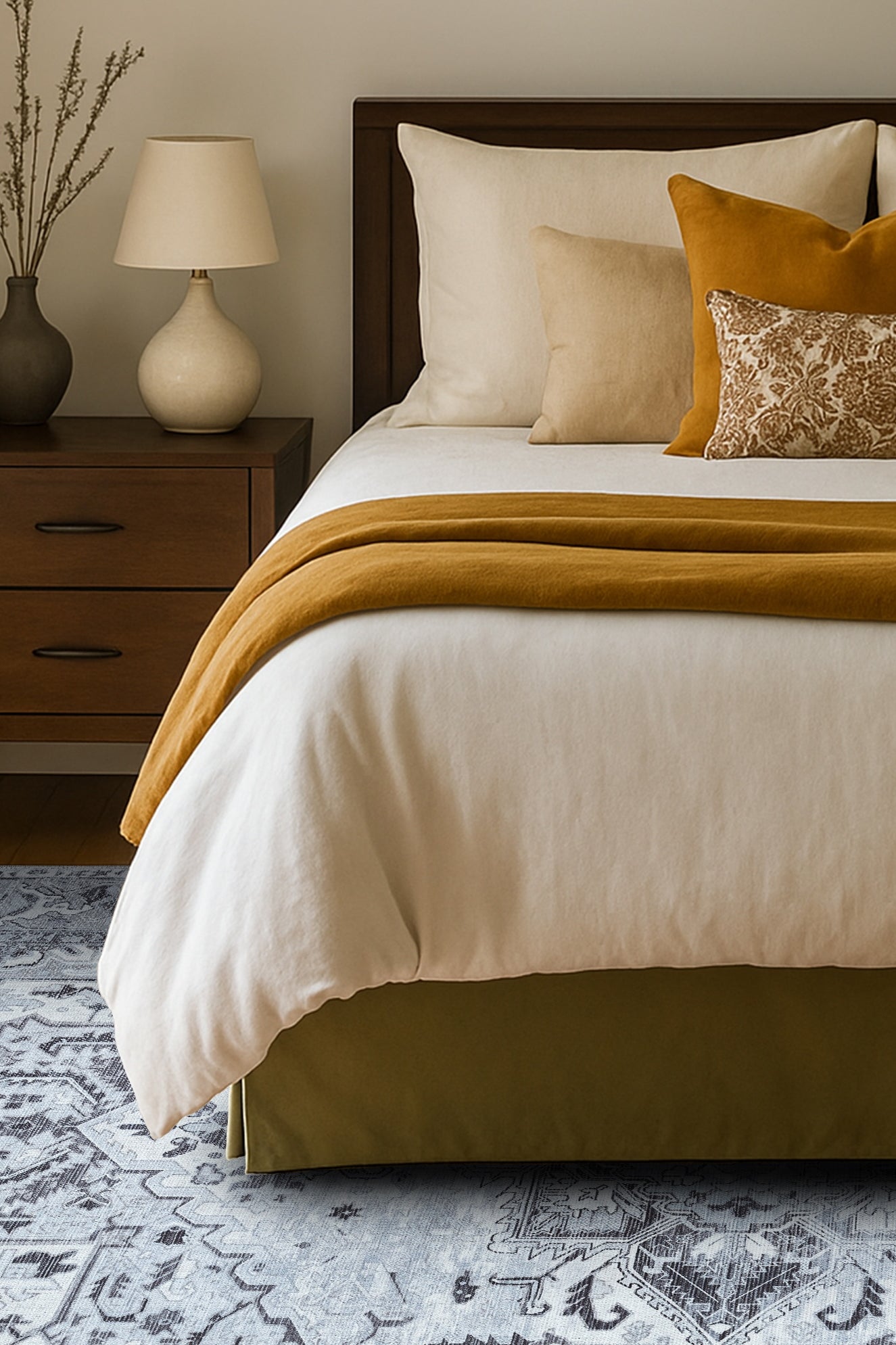 Pastel Heriz Light Gray Area Rug