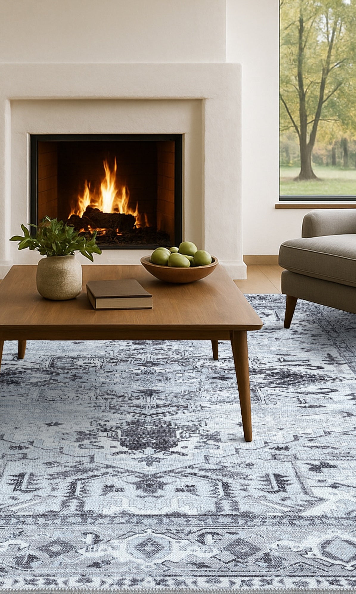 Pastel Heriz Light Gray Area Rug