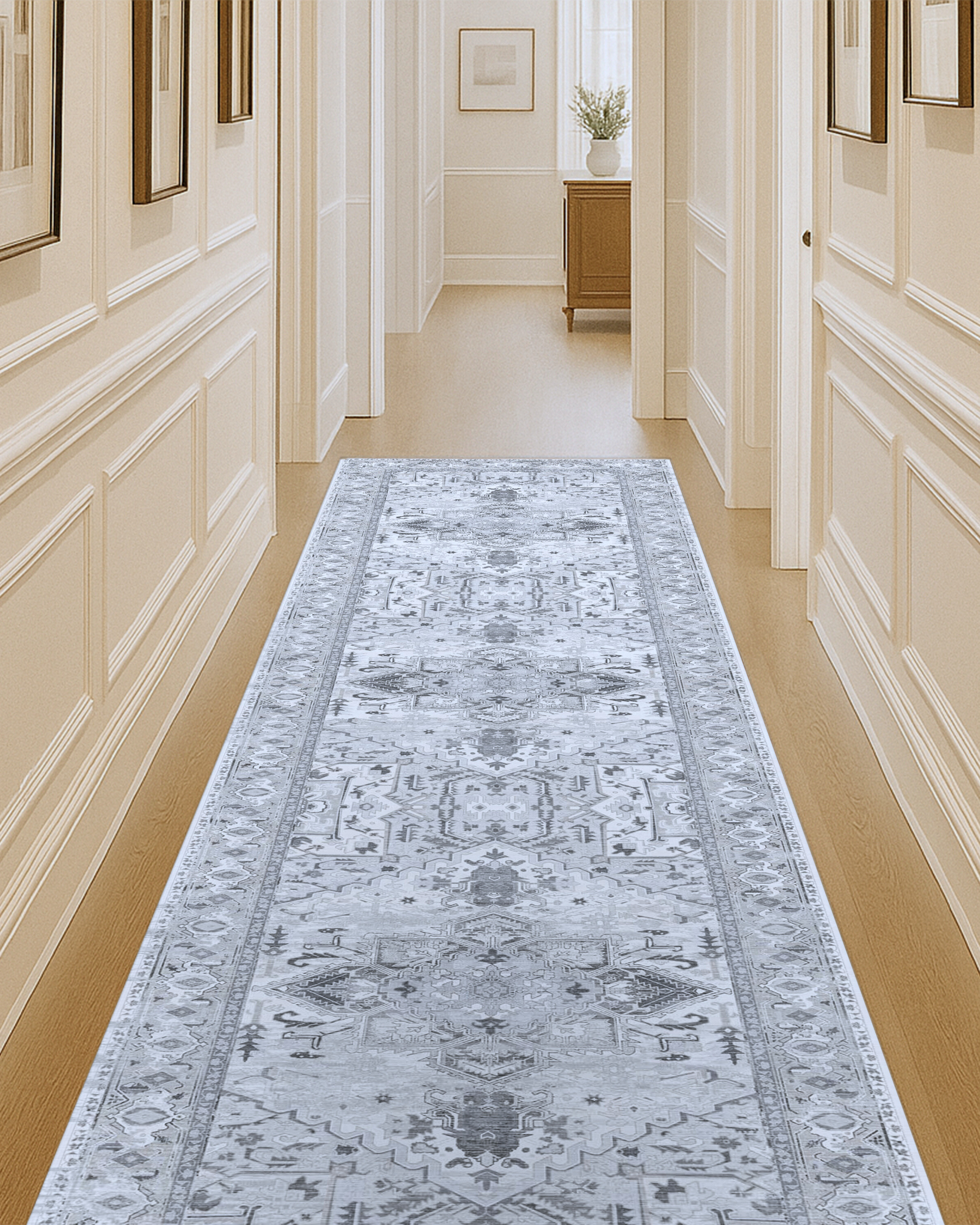 Pastel Heriz Light Gray Area Rug