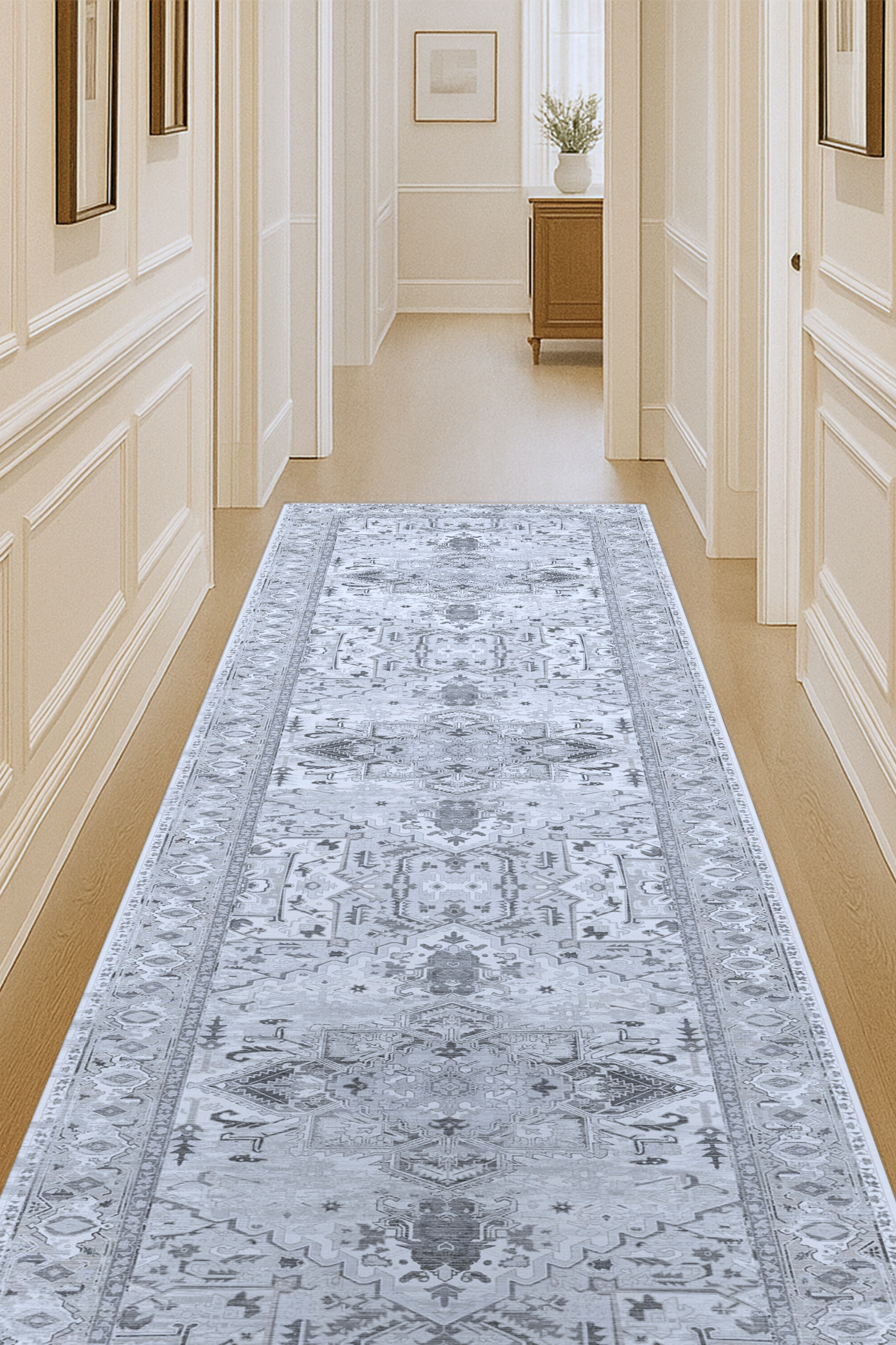 Pastel Heriz Light Gray Area Rug