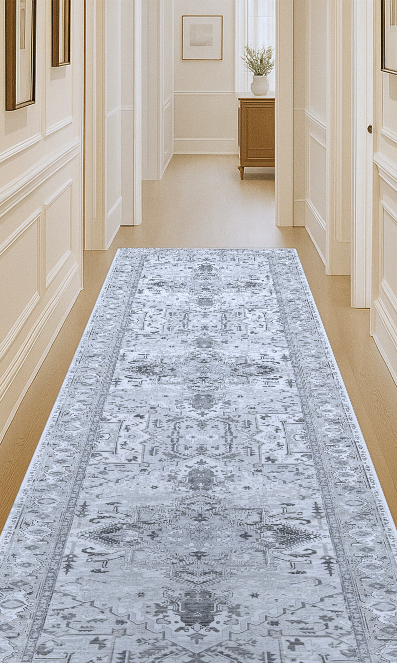 Pastel Heriz Light Gray Area Rug