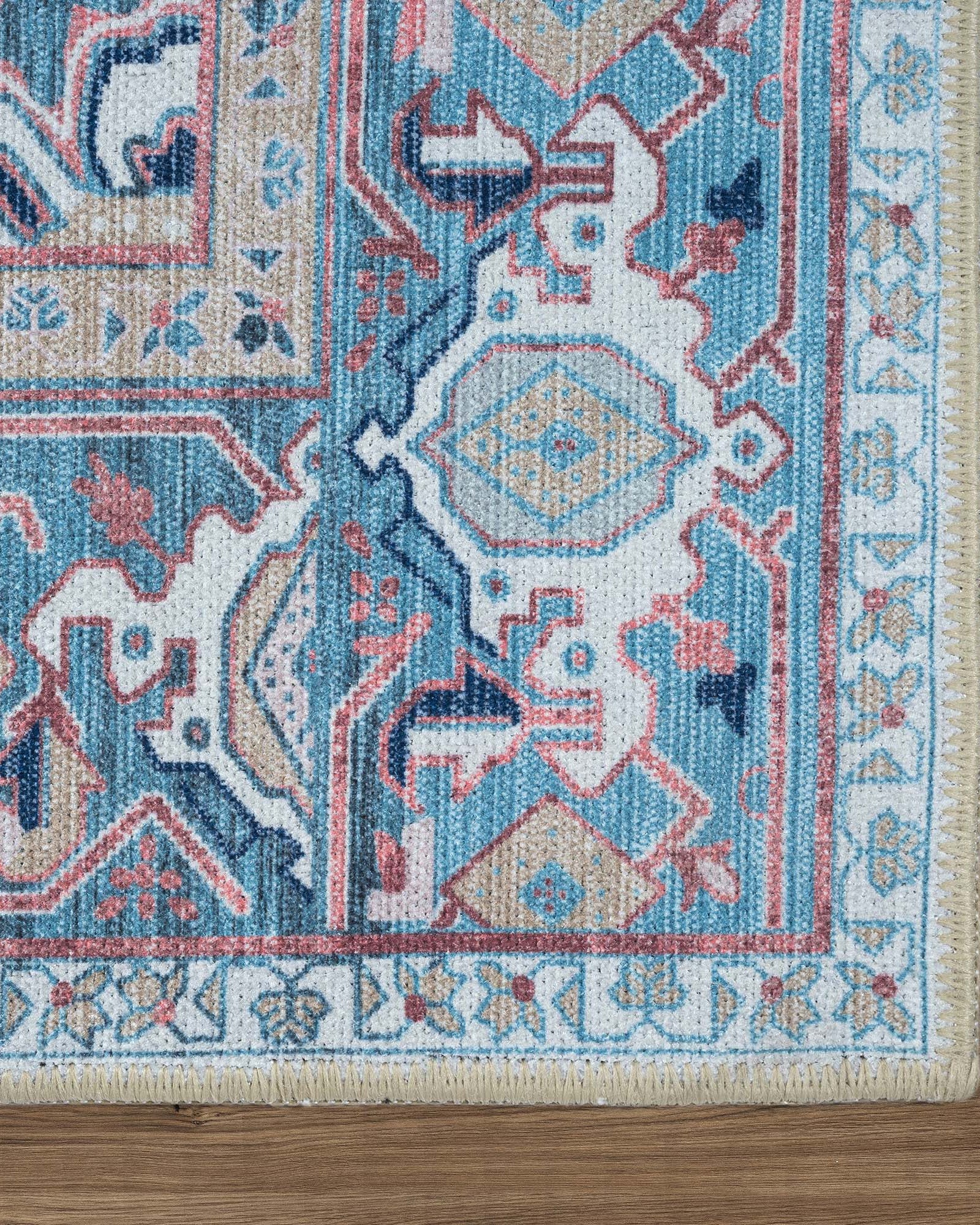 Marielle Navy Pink Heriz Modern Persian Rug