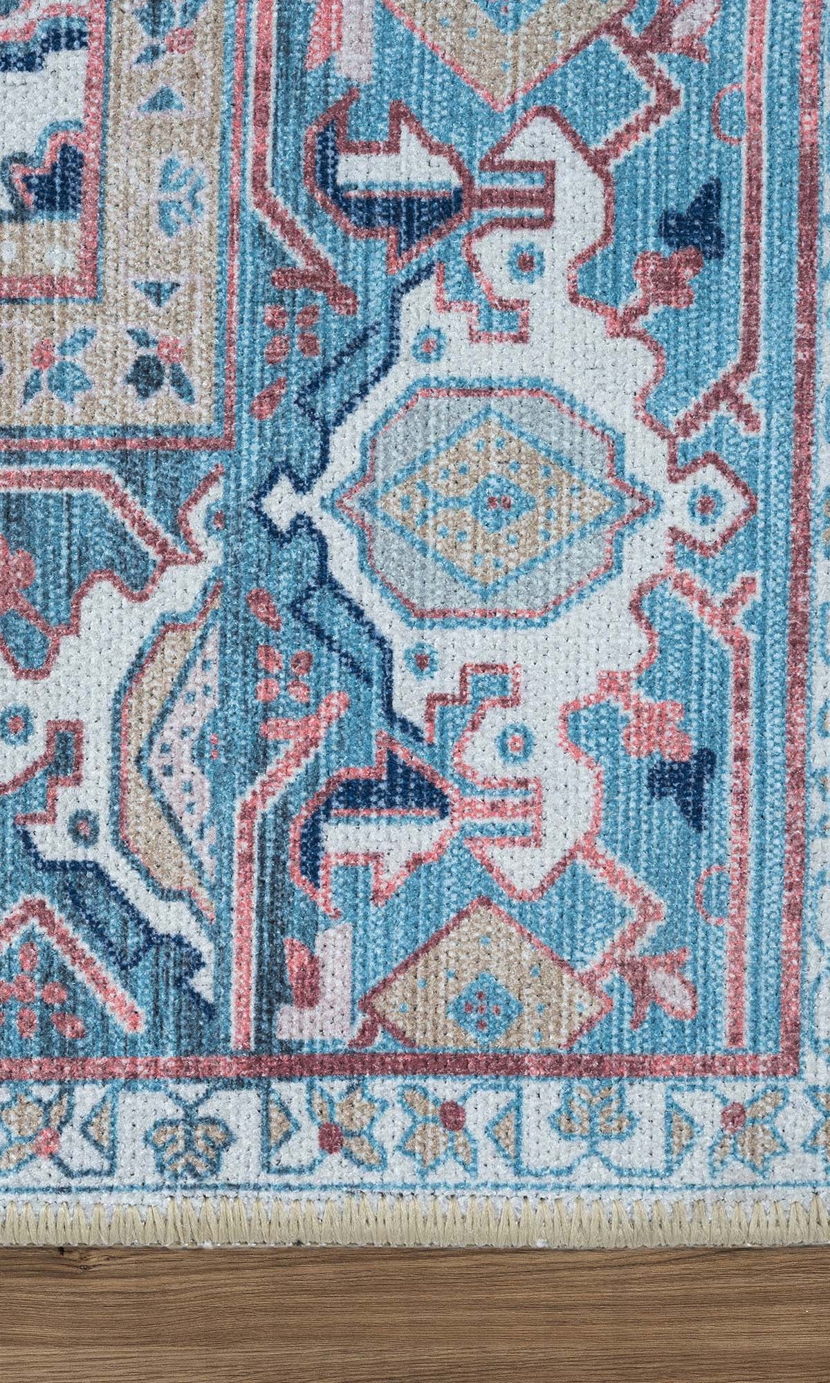 Marielle Navy Pink Heriz Modern Persian Rug