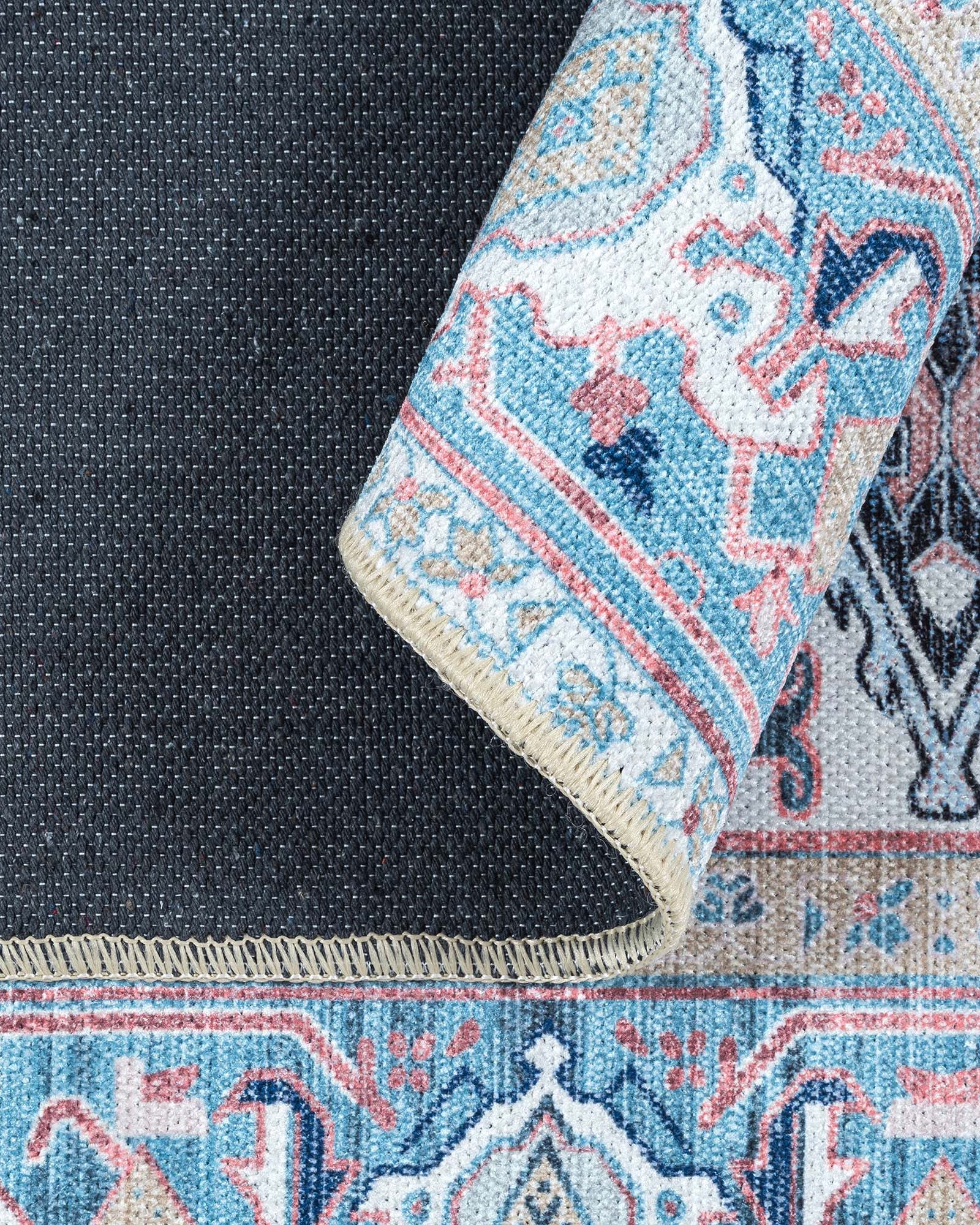 Marielle Navy Pink Heriz Modern Persian Rug