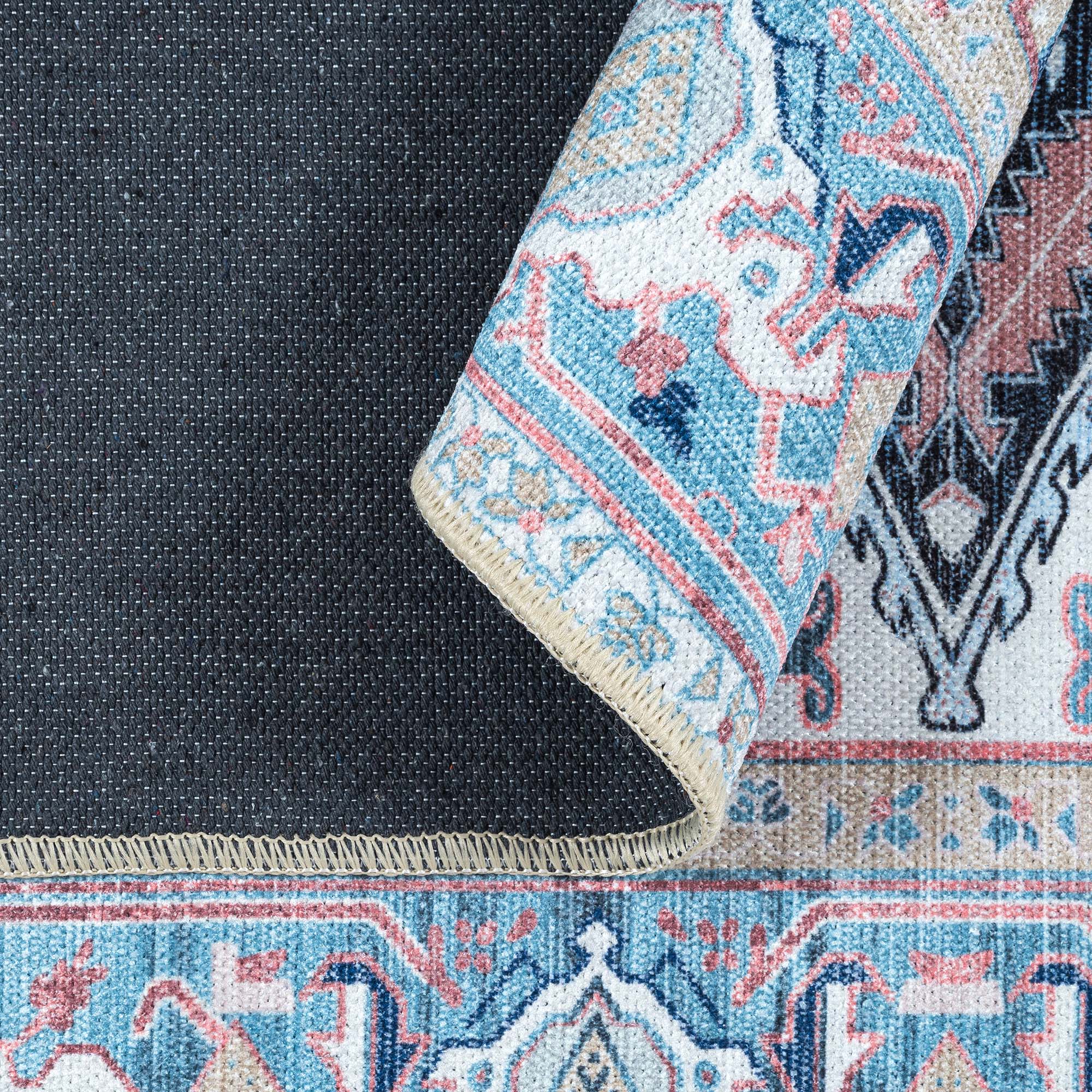 Marielle Navy Pink Heriz Modern Persian Rug