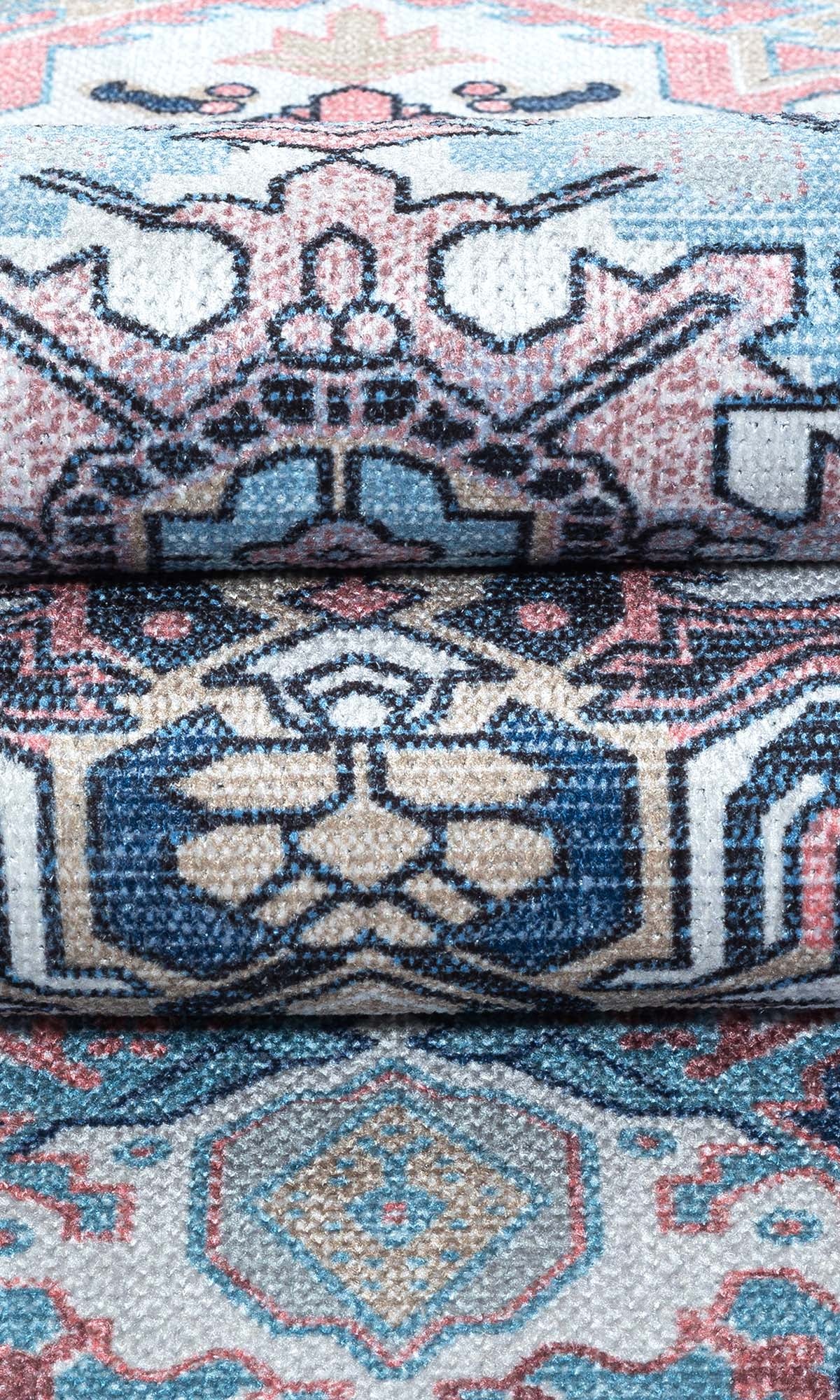 Marielle Navy Pink Heriz Modern Persian Rug