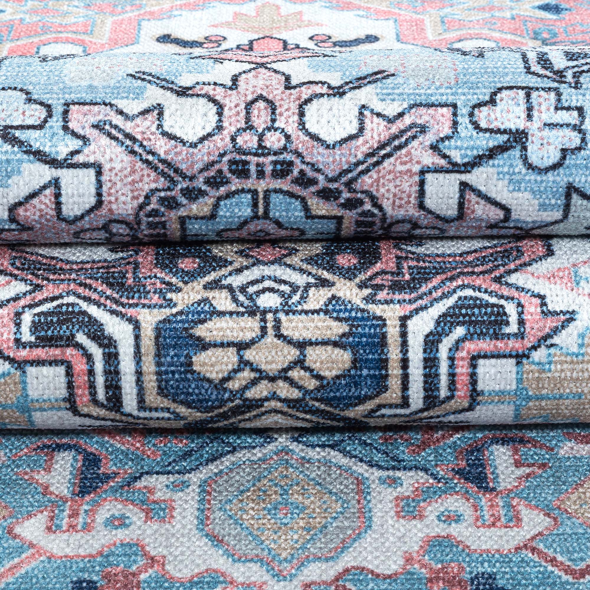 Marielle Navy Pink Heriz Modern Persian Rug