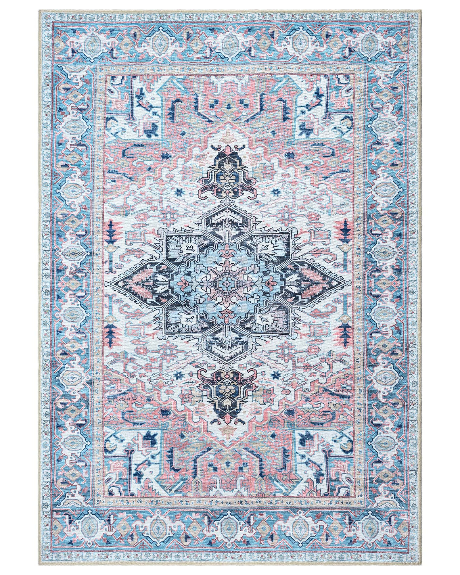 Marielle Navy Pink Heriz Modern Persian Rug