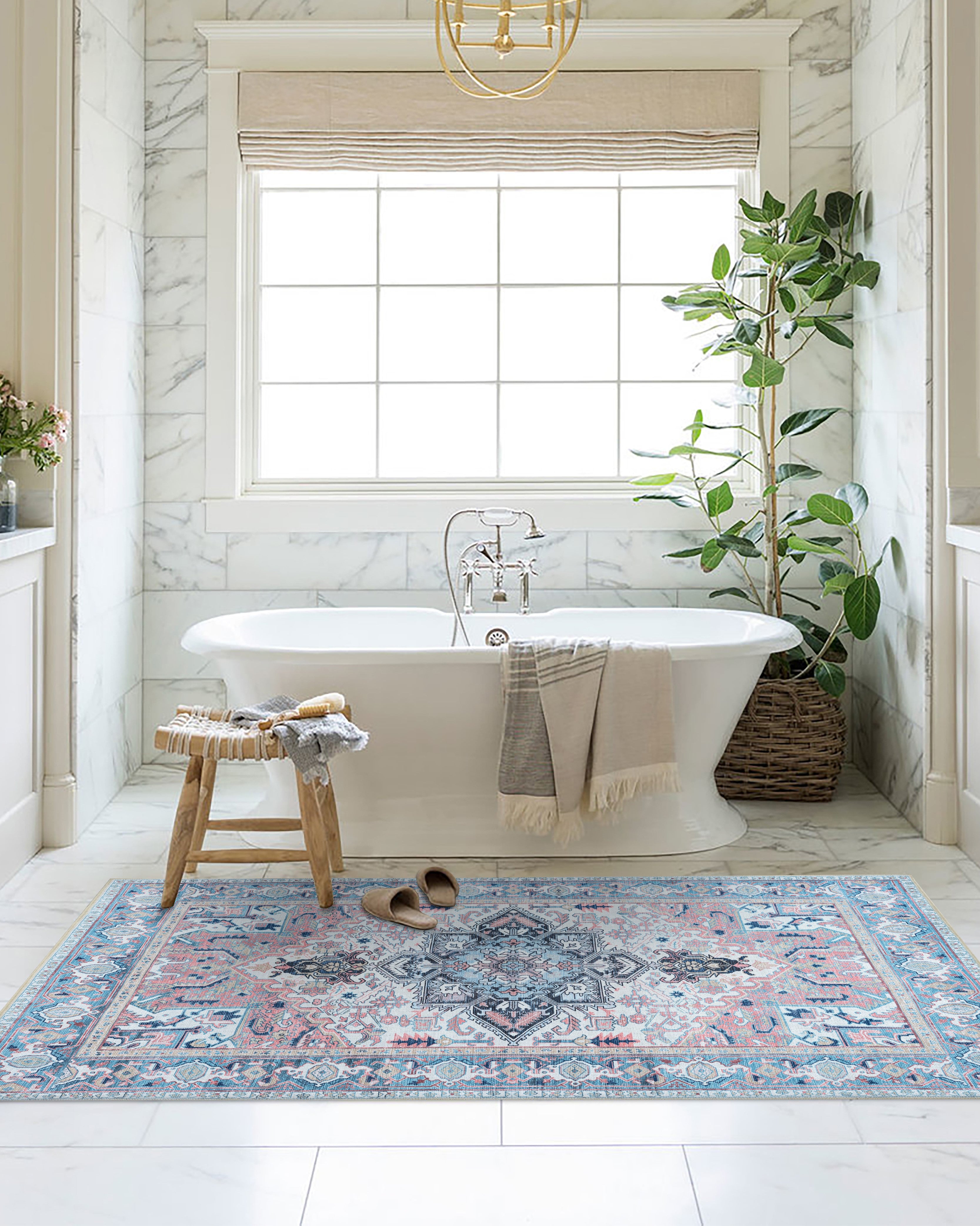 Marielle Navy Pink Heriz Modern Persian Rug