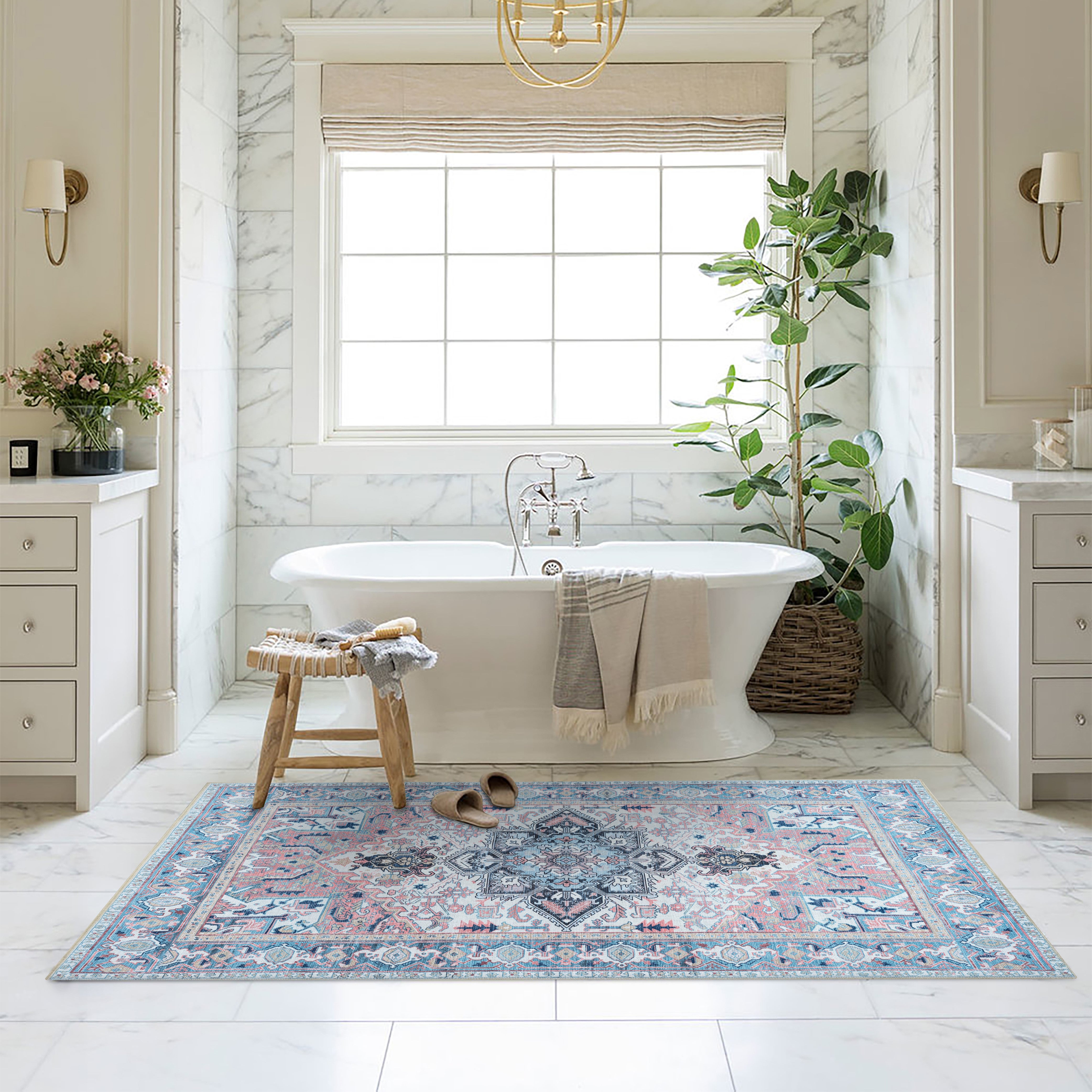 Marielle Navy Pink Heriz Modern Persian Rug