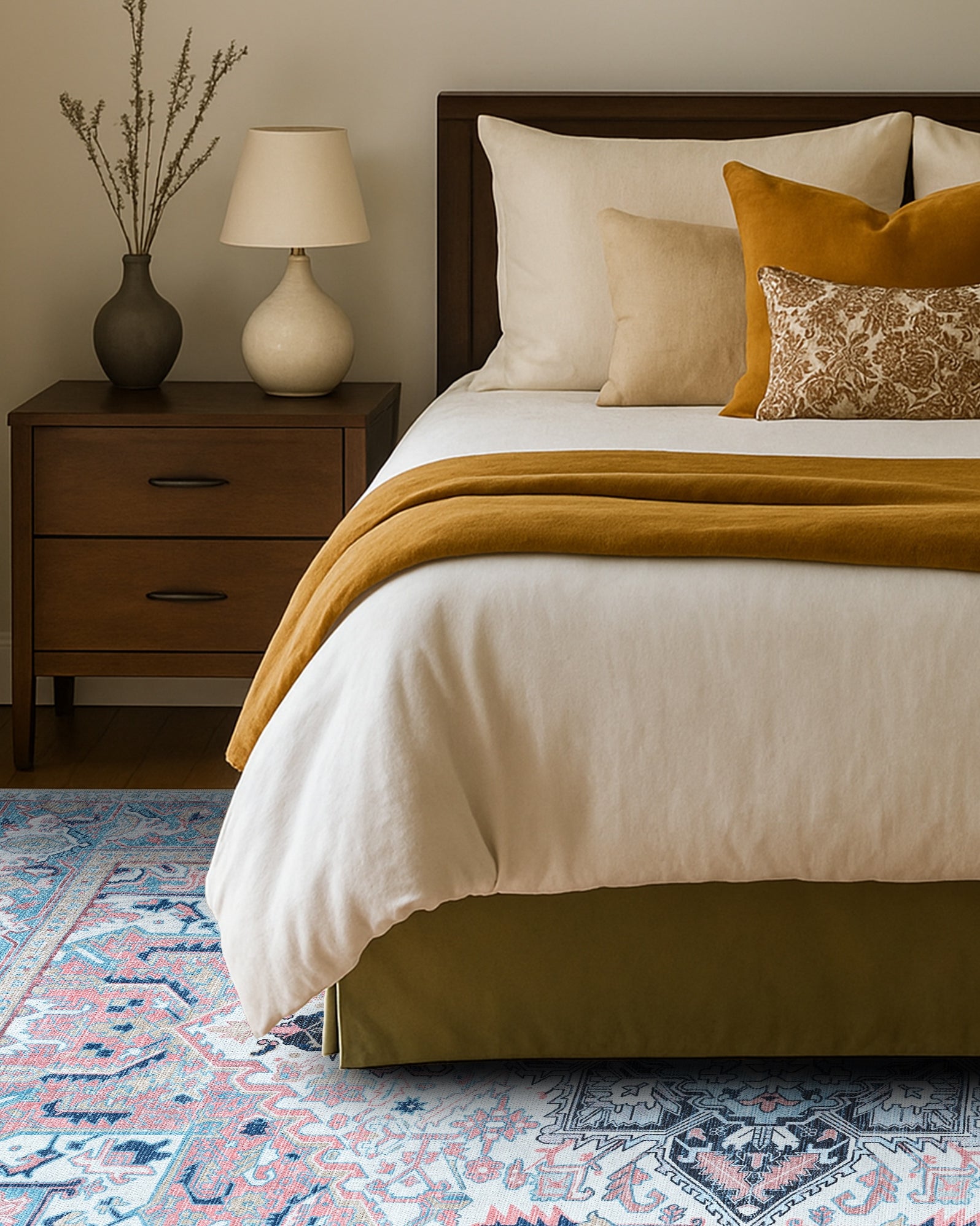 Marielle Navy Pink Heriz Modern Persian Rug