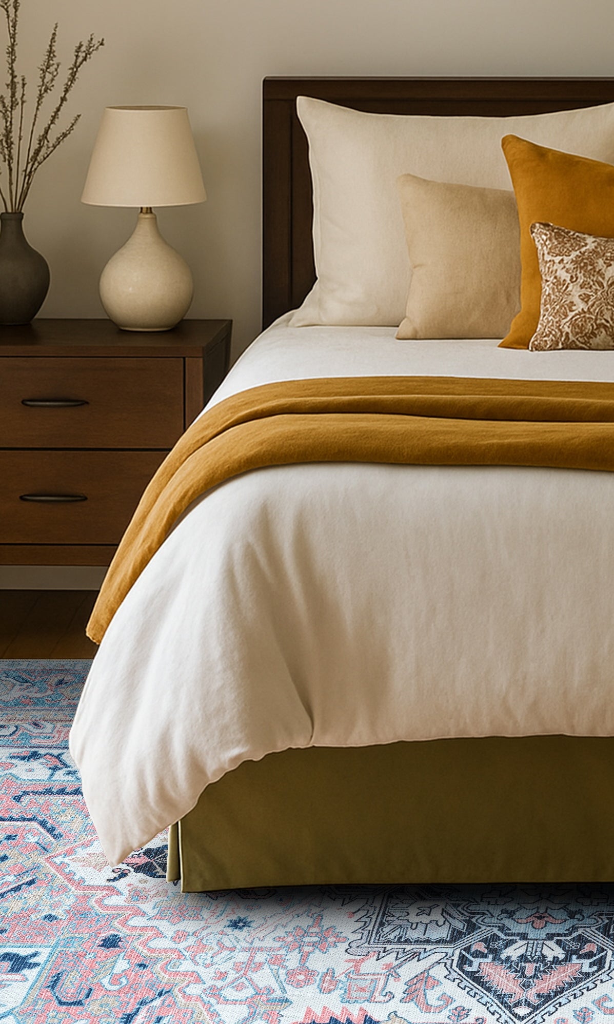 Marielle Navy Pink Heriz Modern Persian Rug