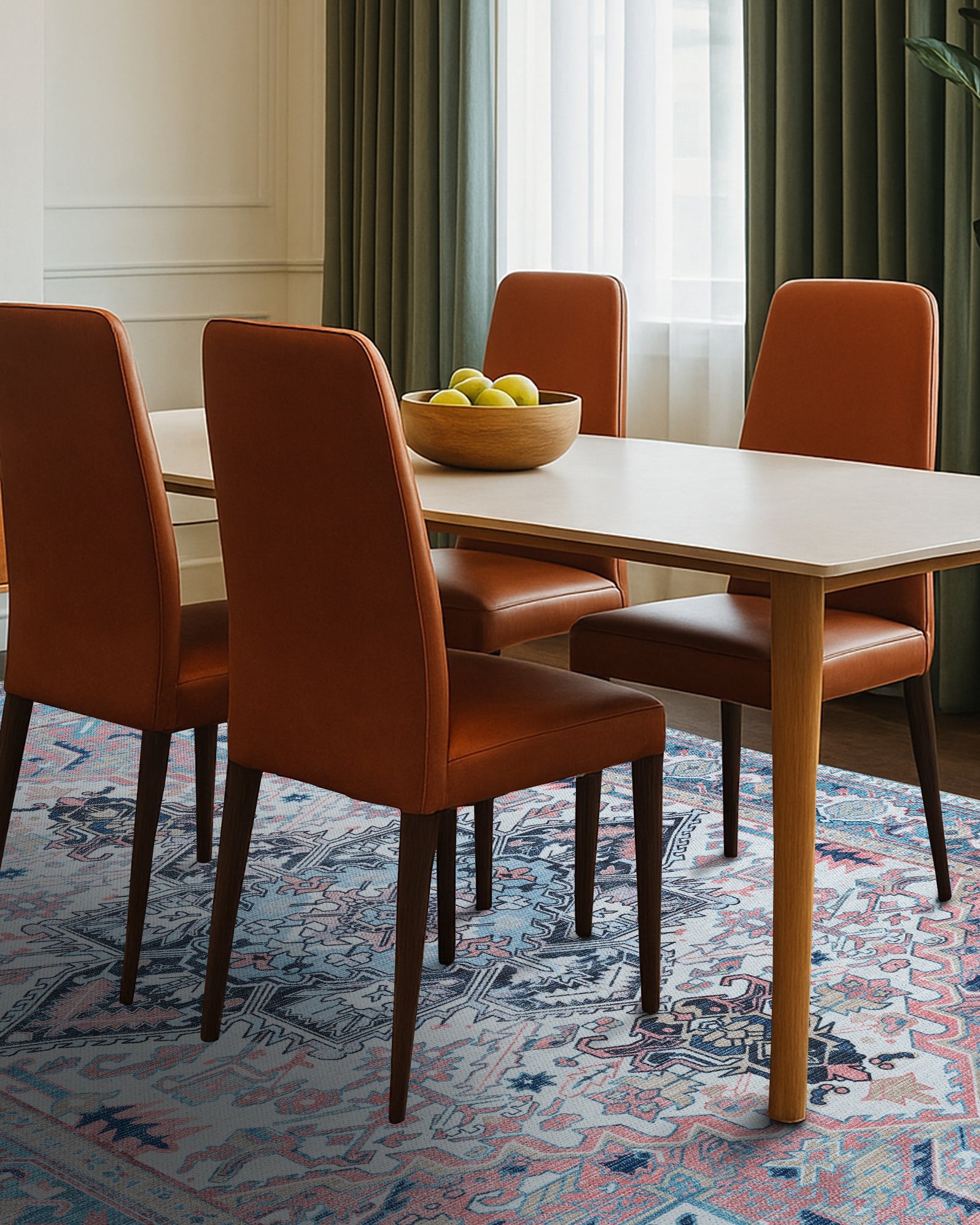 Marielle Navy Pink Heriz Modern Persian Rug