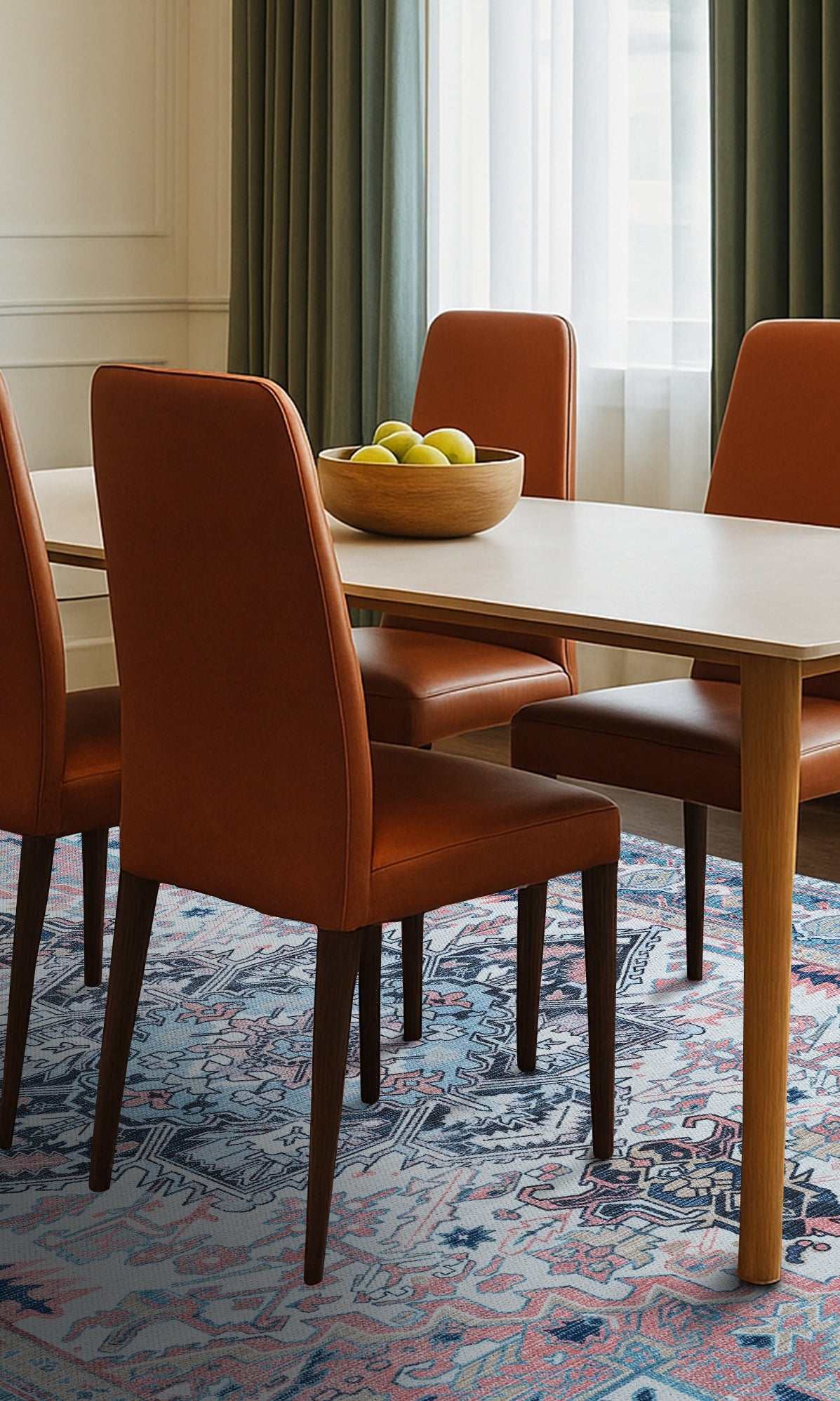 Marielle Navy Pink Heriz Modern Persian Rug