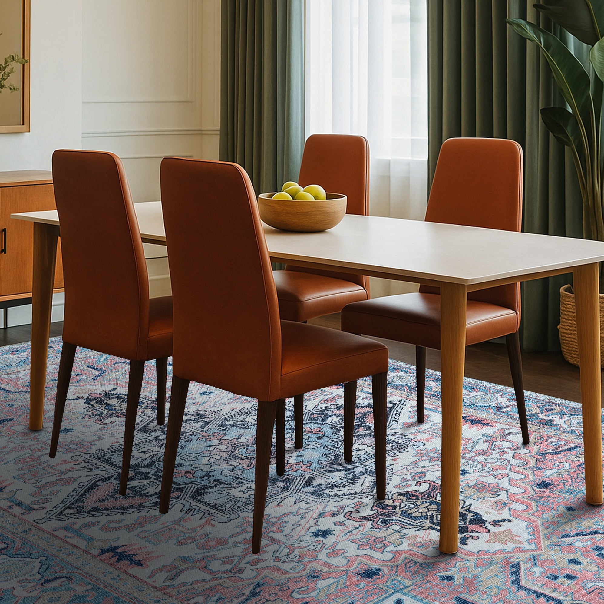 Marielle Navy Pink Heriz Modern Persian Rug