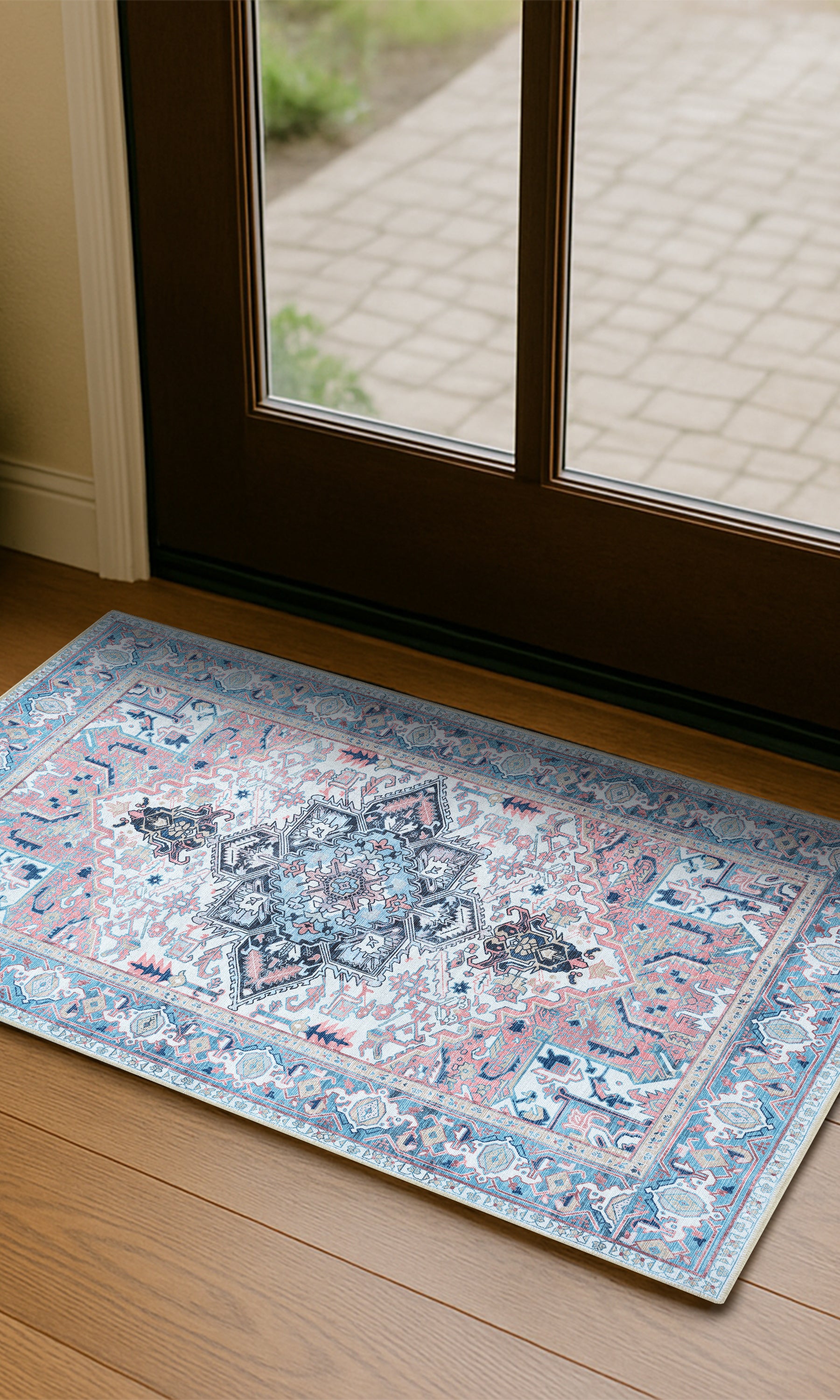 Marielle Navy Pink Heriz Modern Persian Rug