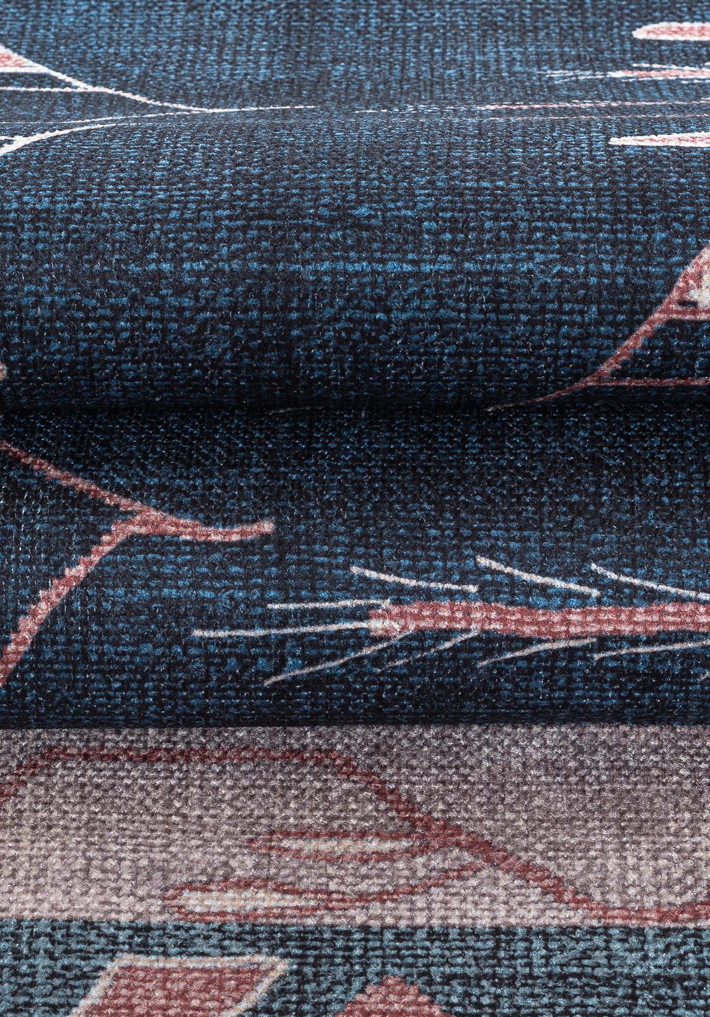 Marceline Navy Blue Floral Turkish Kilim Rug