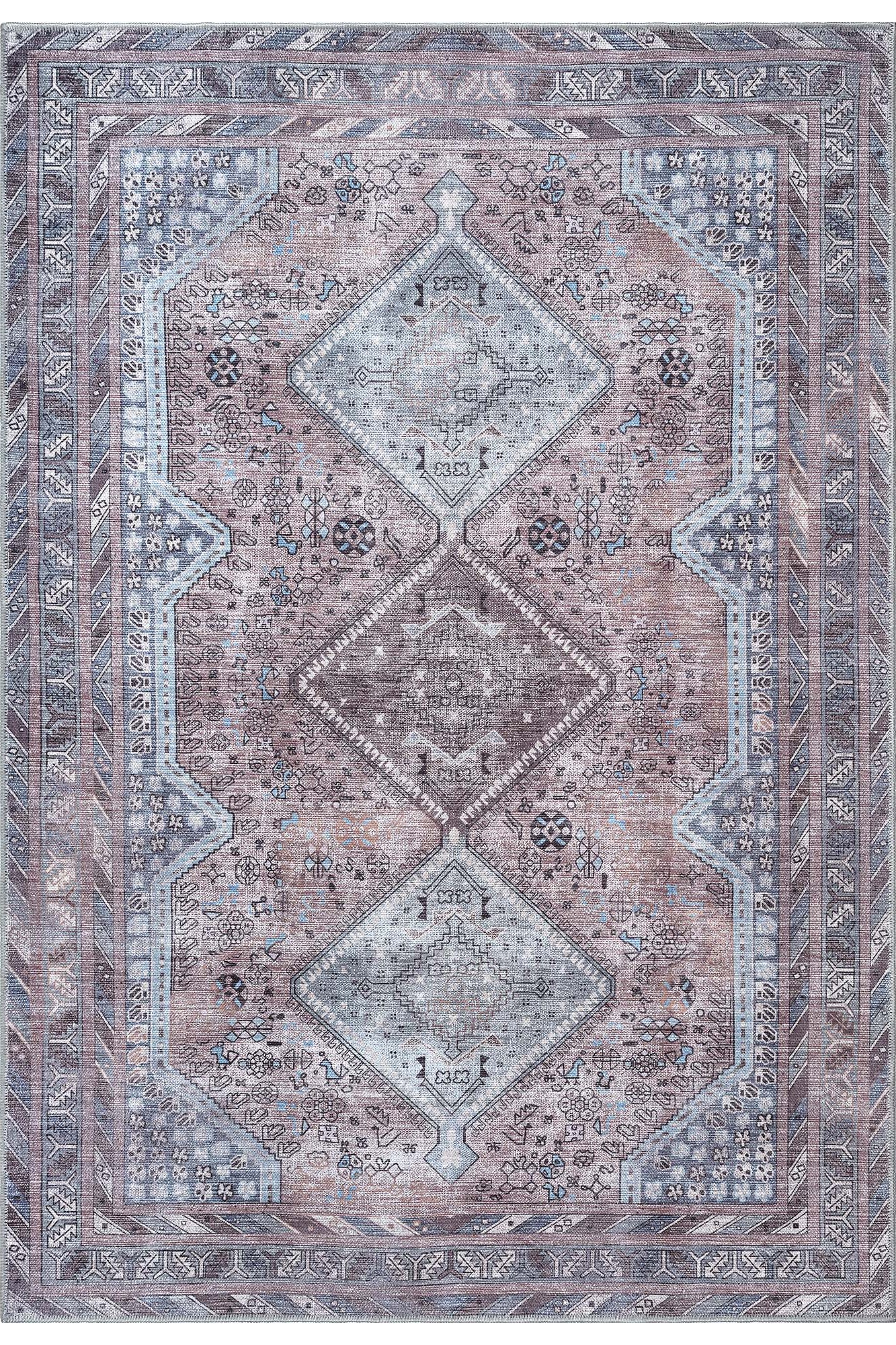 Imani Brown Off-White Modern Turkish Rug