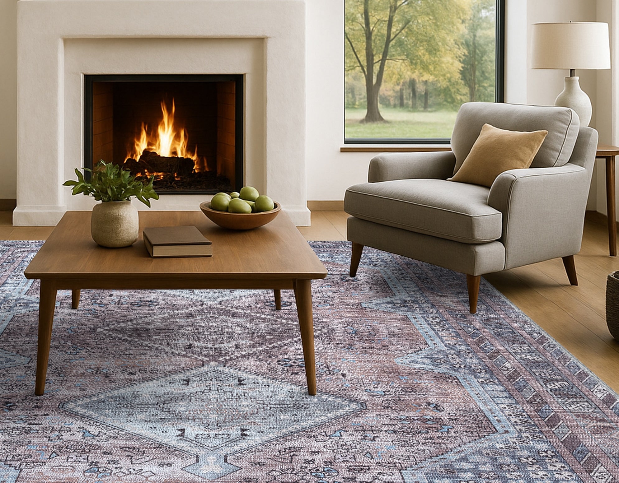 Imani Brown Off-White Modern Turkish Rug