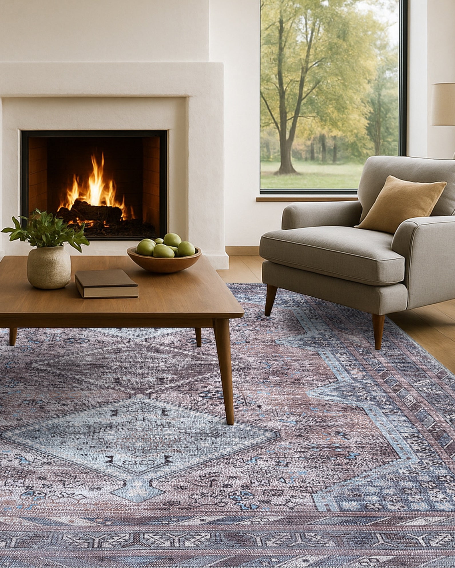 Imani Brown Off-White Modern Turkish Rug
