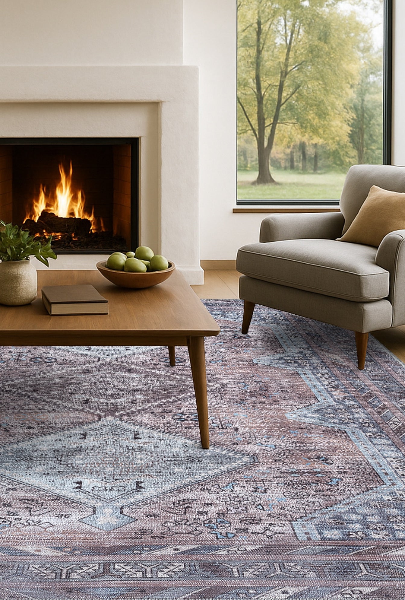 Imani Brown Off-White Modern Turkish Rug