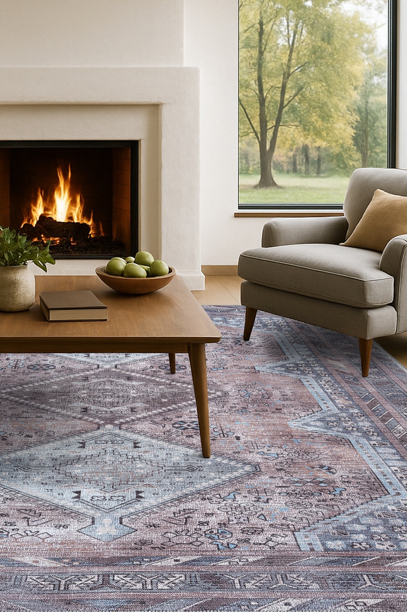 Imani Brown Off-White Modern Turkish Rug
