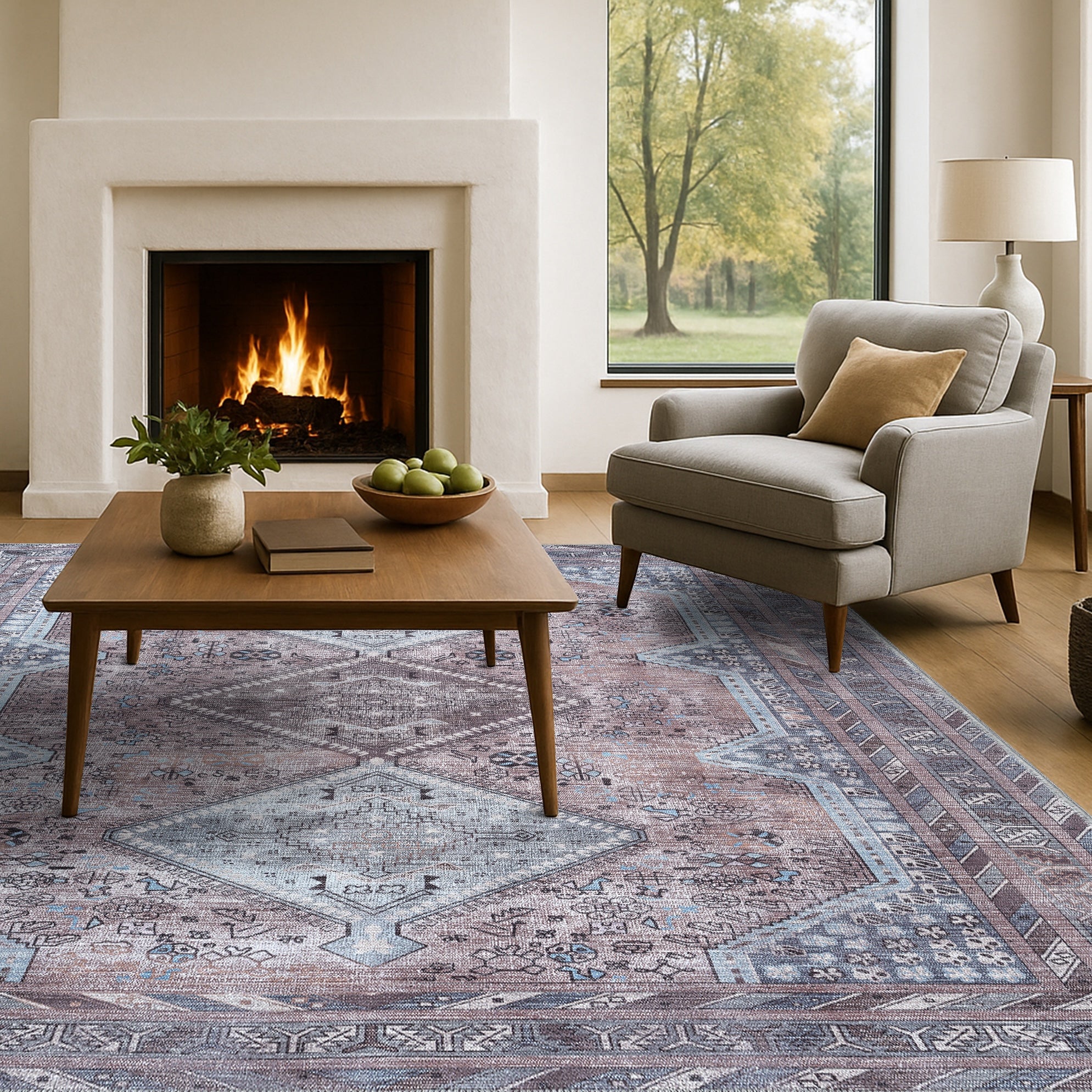 Imani Brown Off-White Modern Turkish Rug