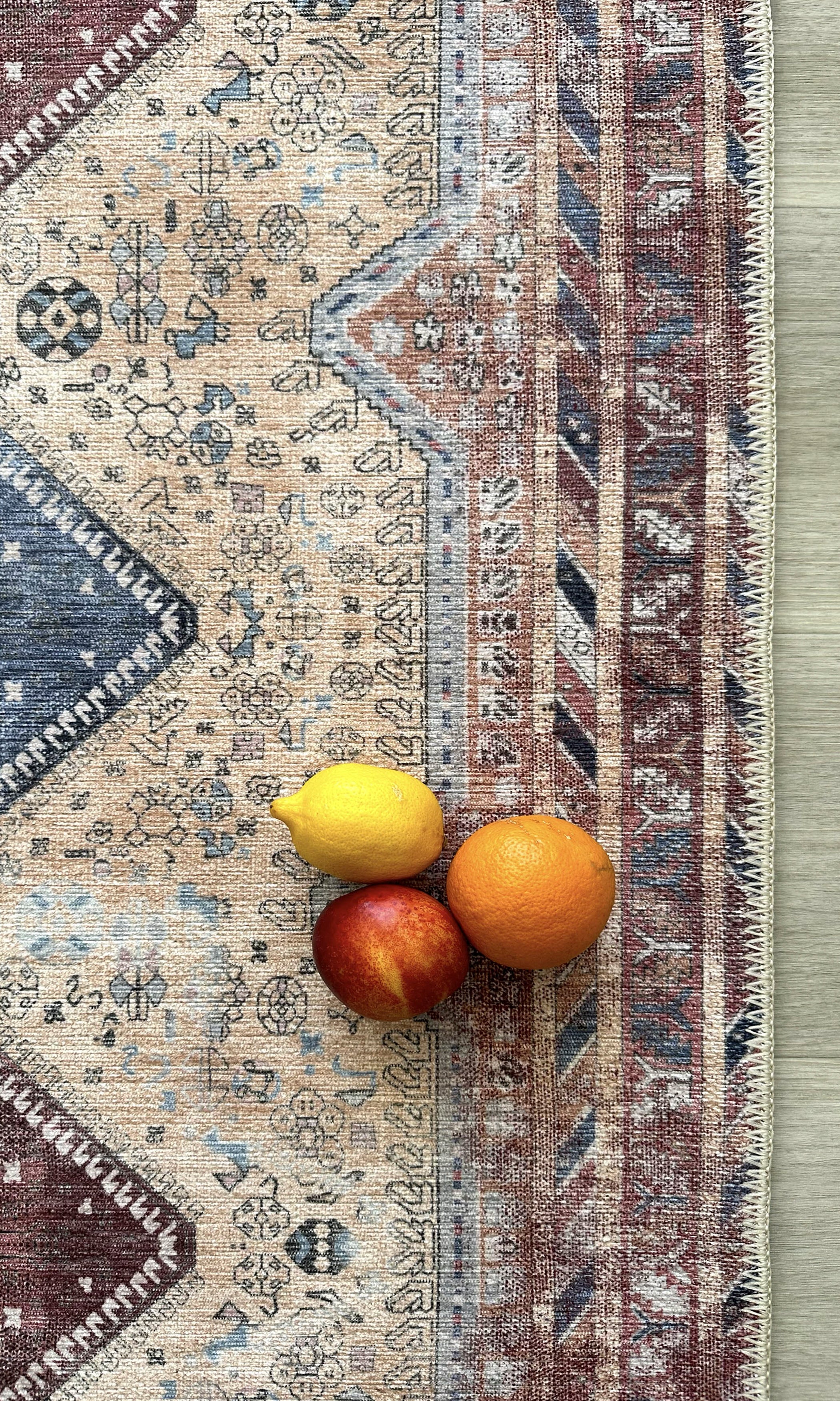 Azanna Terracotta Blue Beige Modern Turkish Rug