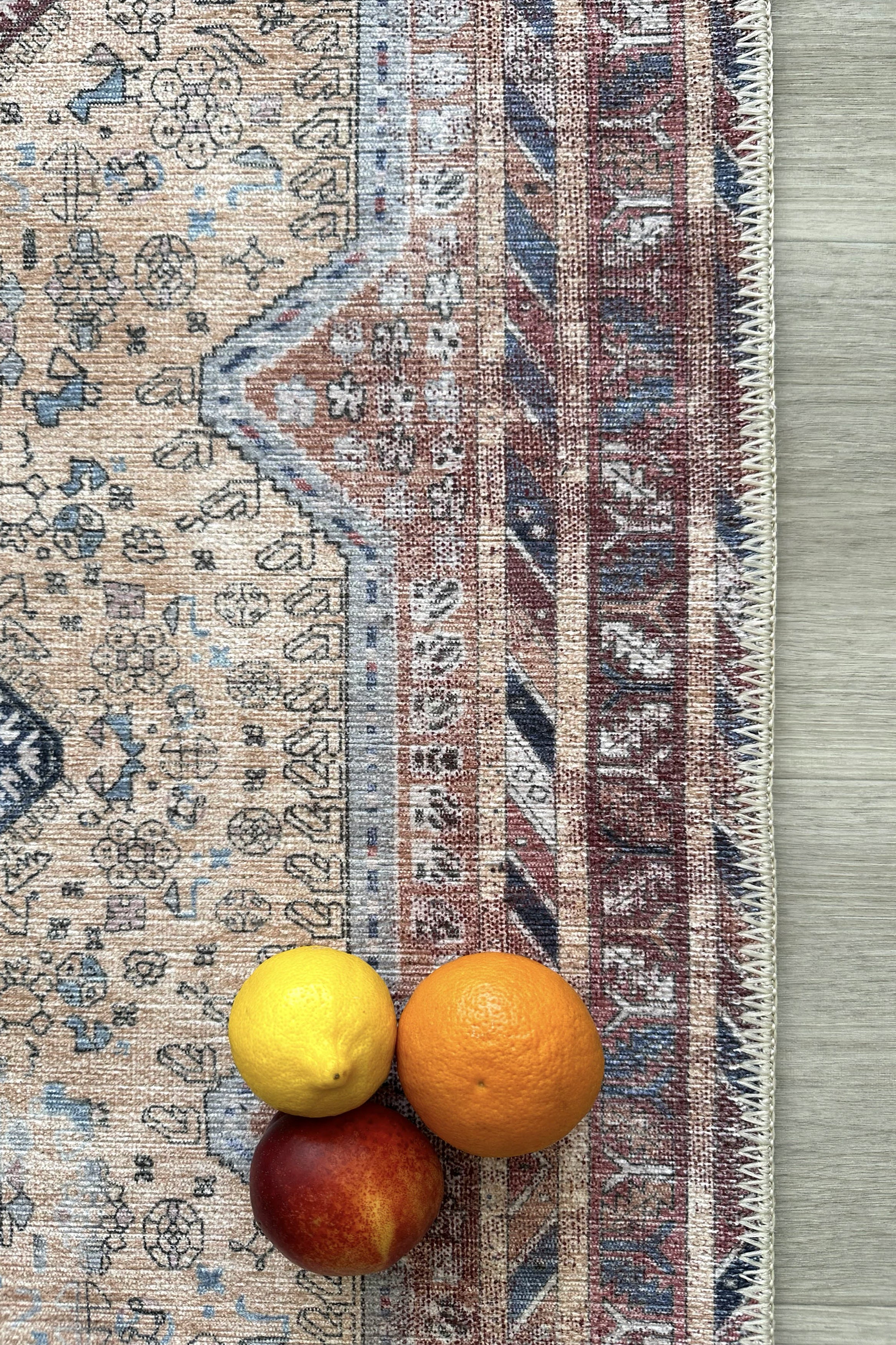 Azanna Terracotta Blue Beige Modern Turkish Rug