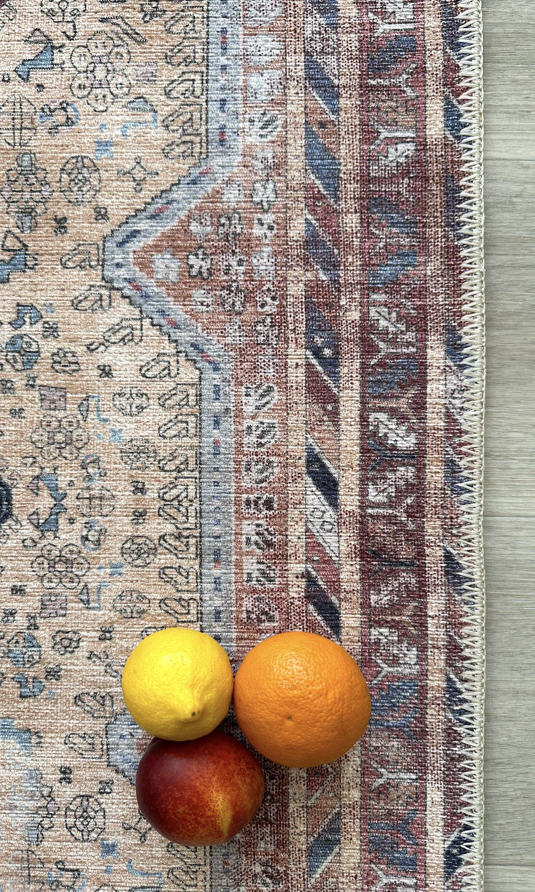 Azanna Terracotta Blue Beige Modern Turkish Rug