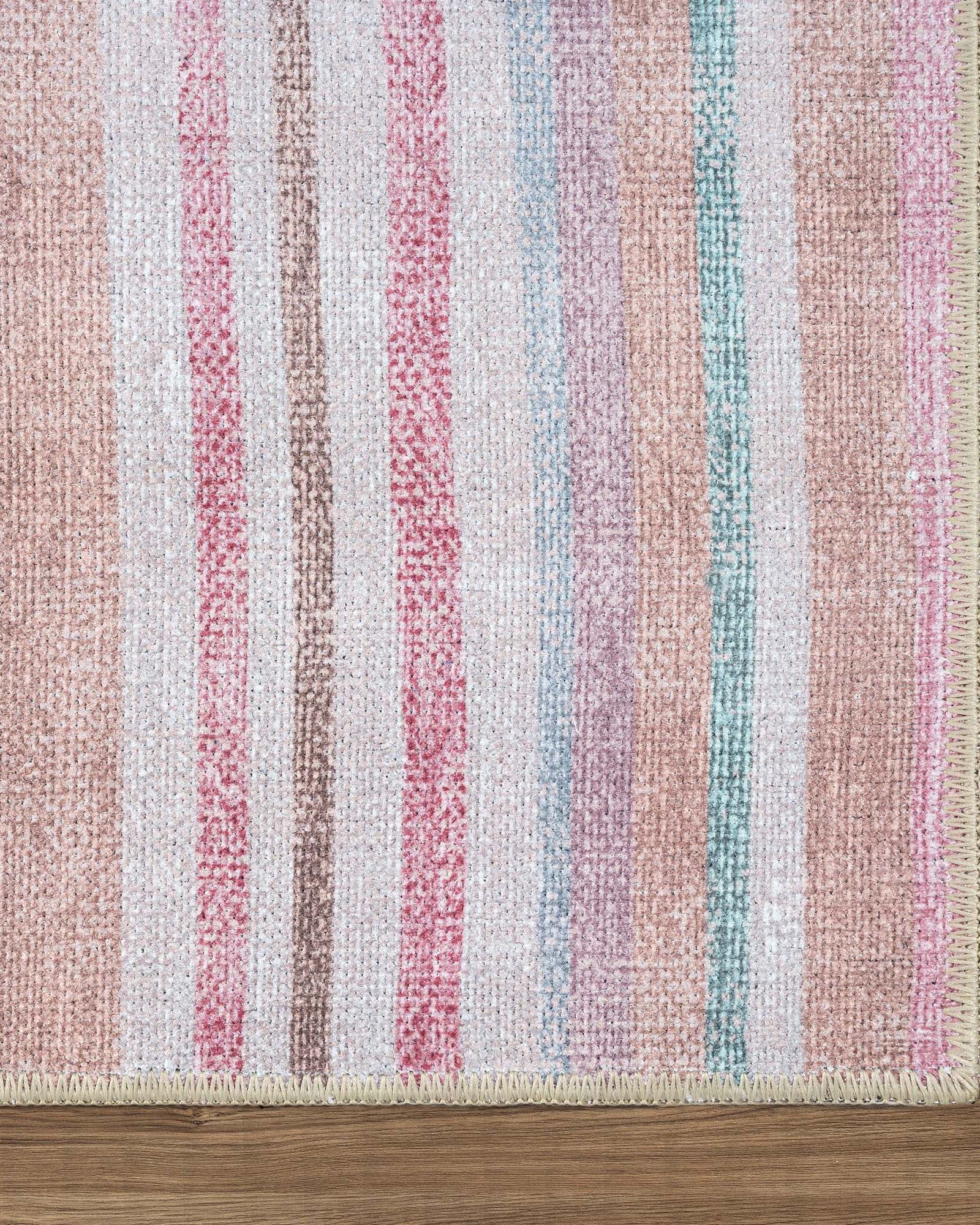 Kalia Faded Modern Turkish Striped Colorful Rug